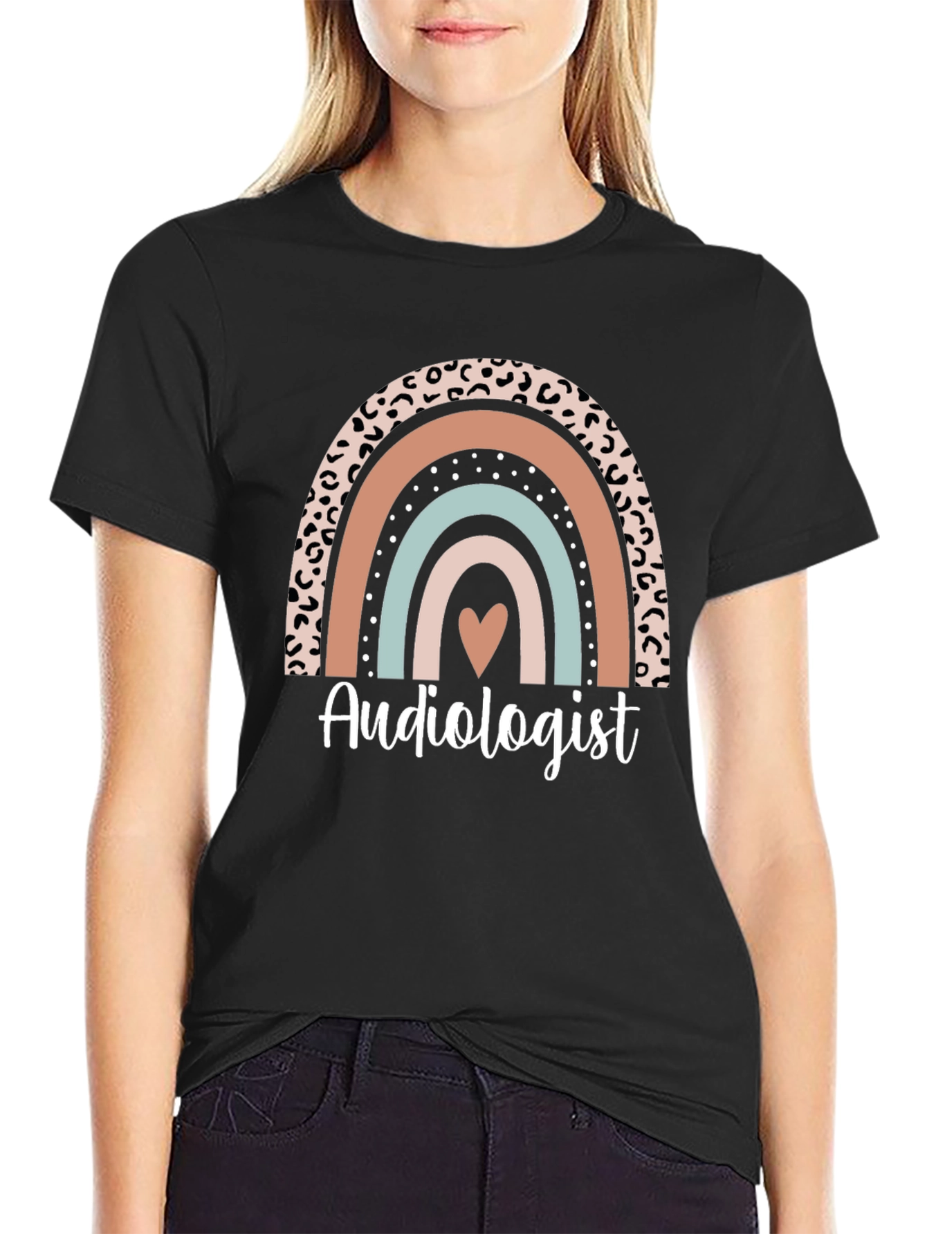 Audiologist Rainbow Heart Graphic T-Shirt