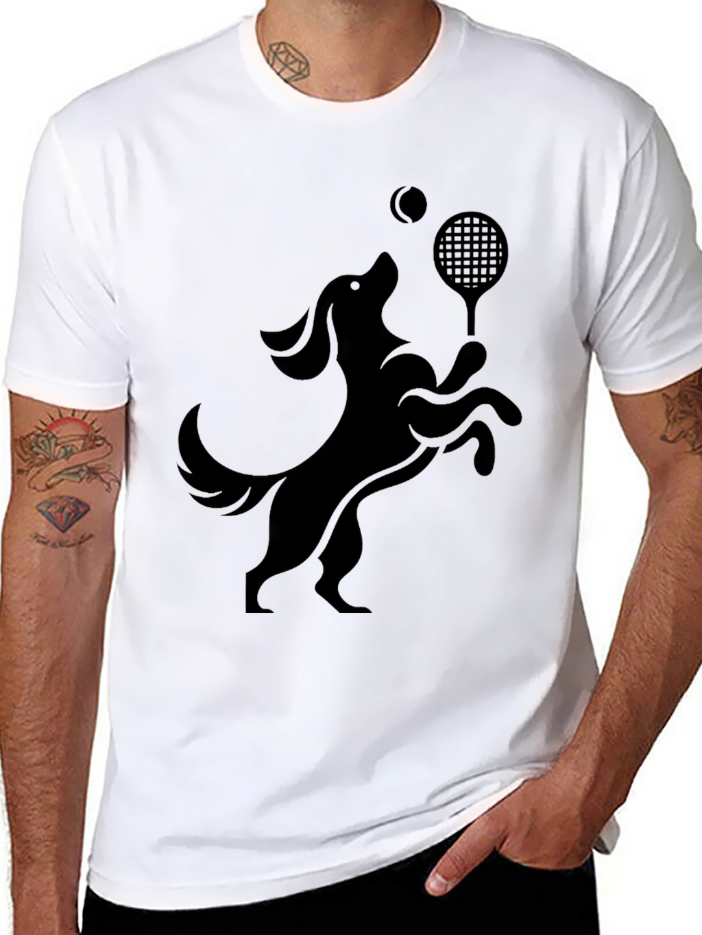 Dog Tennis Player Black T-Shirt