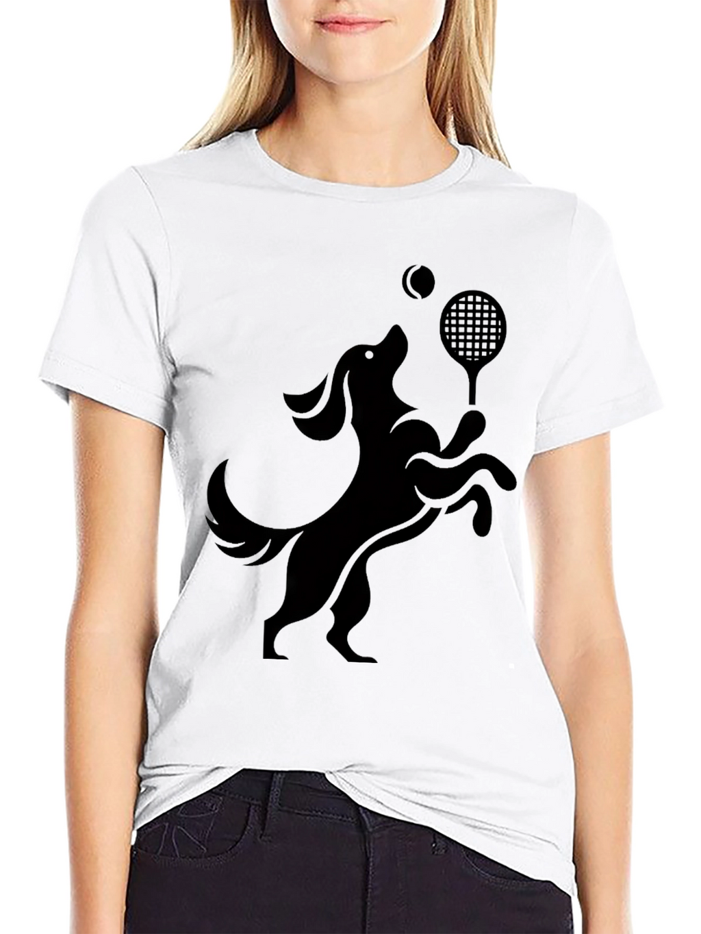 Dog Tennis Player Black T-Shirt
