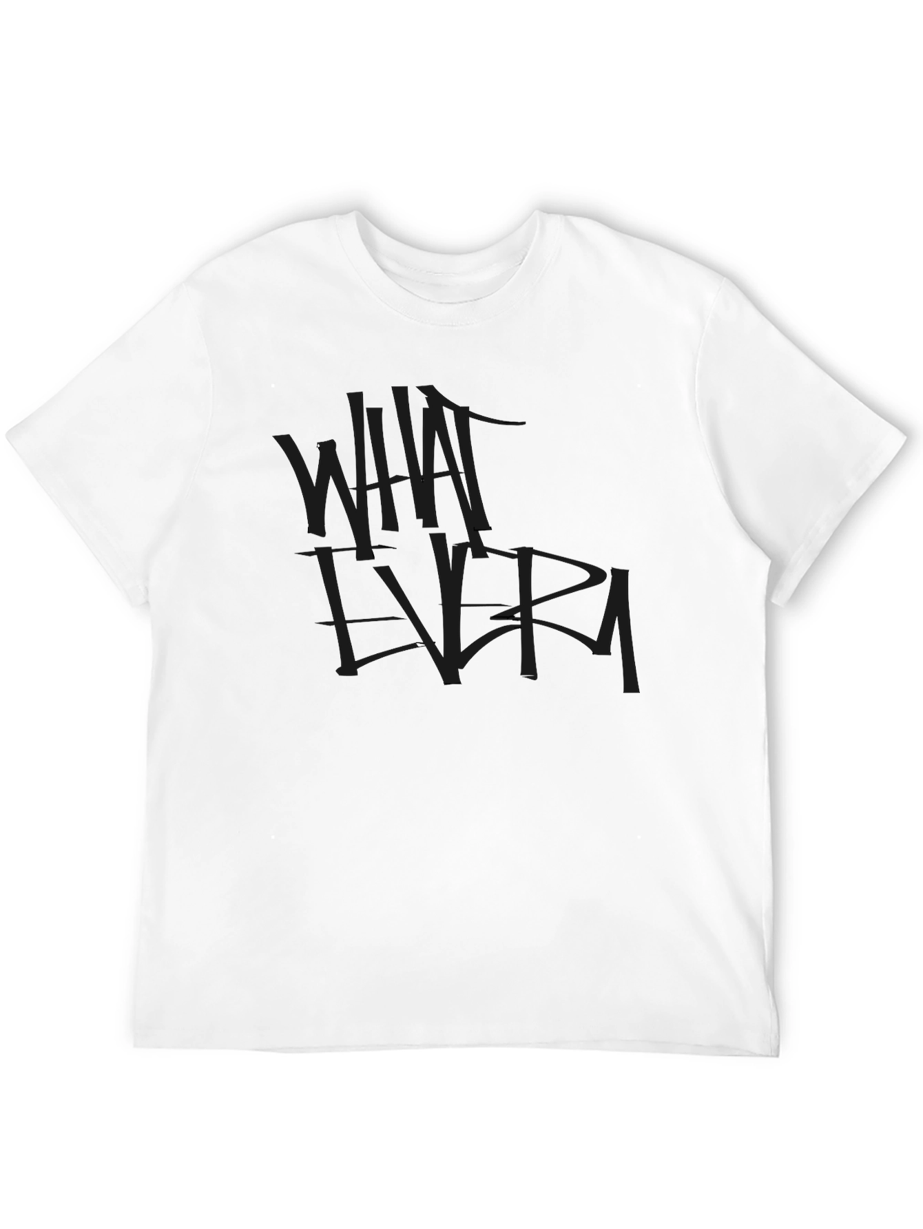 Black Whatever Graphic Tee - Casual Crew Neck
