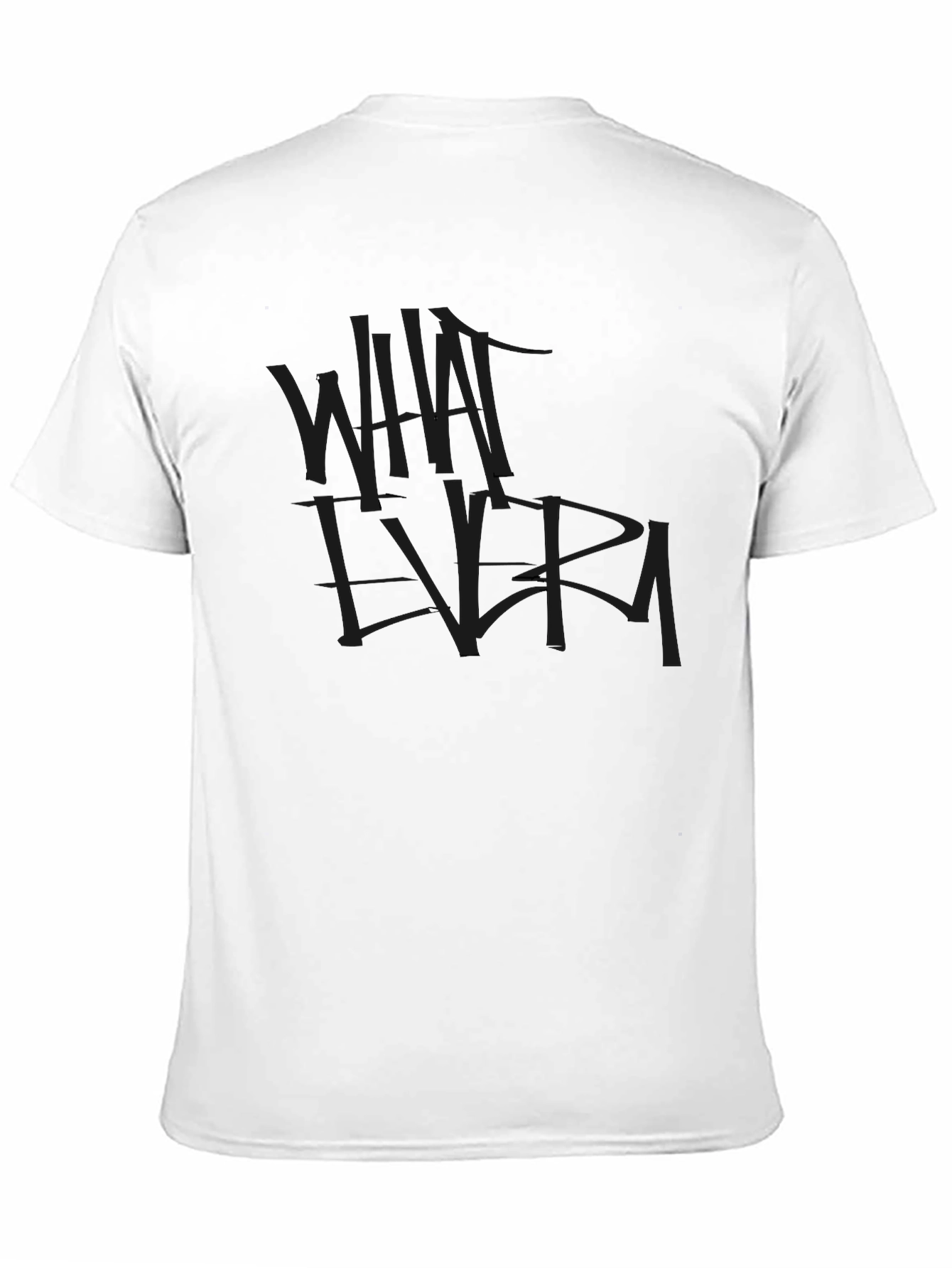 Black Whatever Graphic Tee - Casual Crew Neck