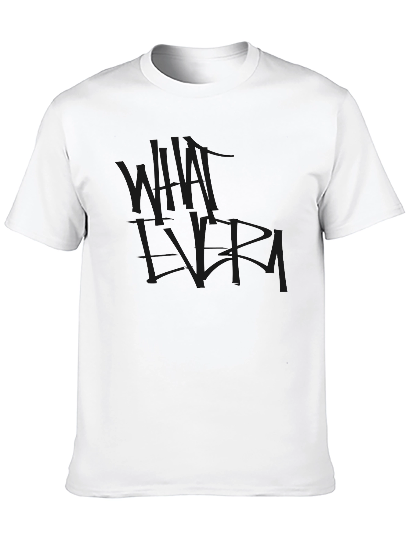 Black Whatever Graphic Tee - Casual Crew Neck