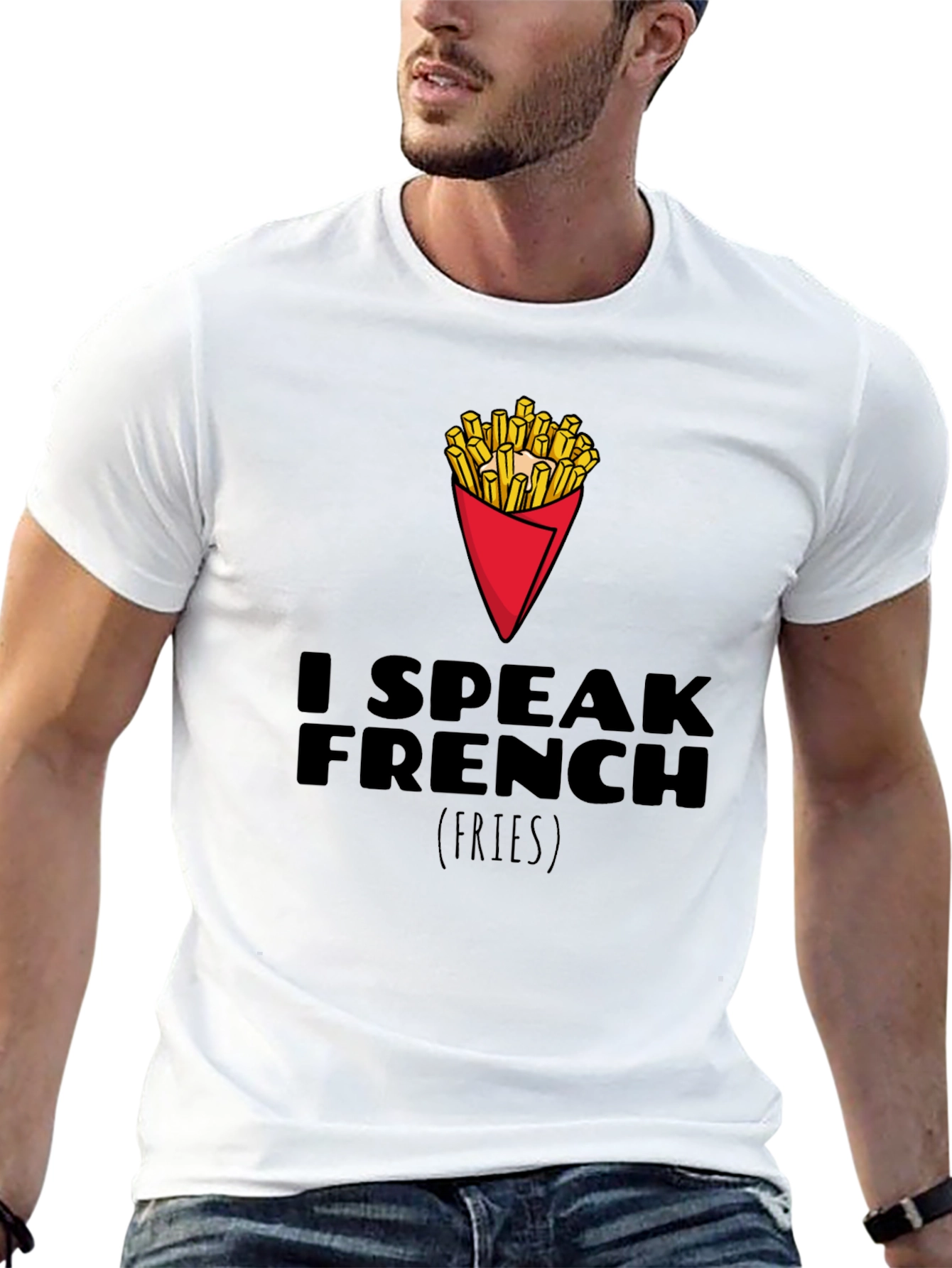 I Speak French Fries Graphic T-Shirt - Black