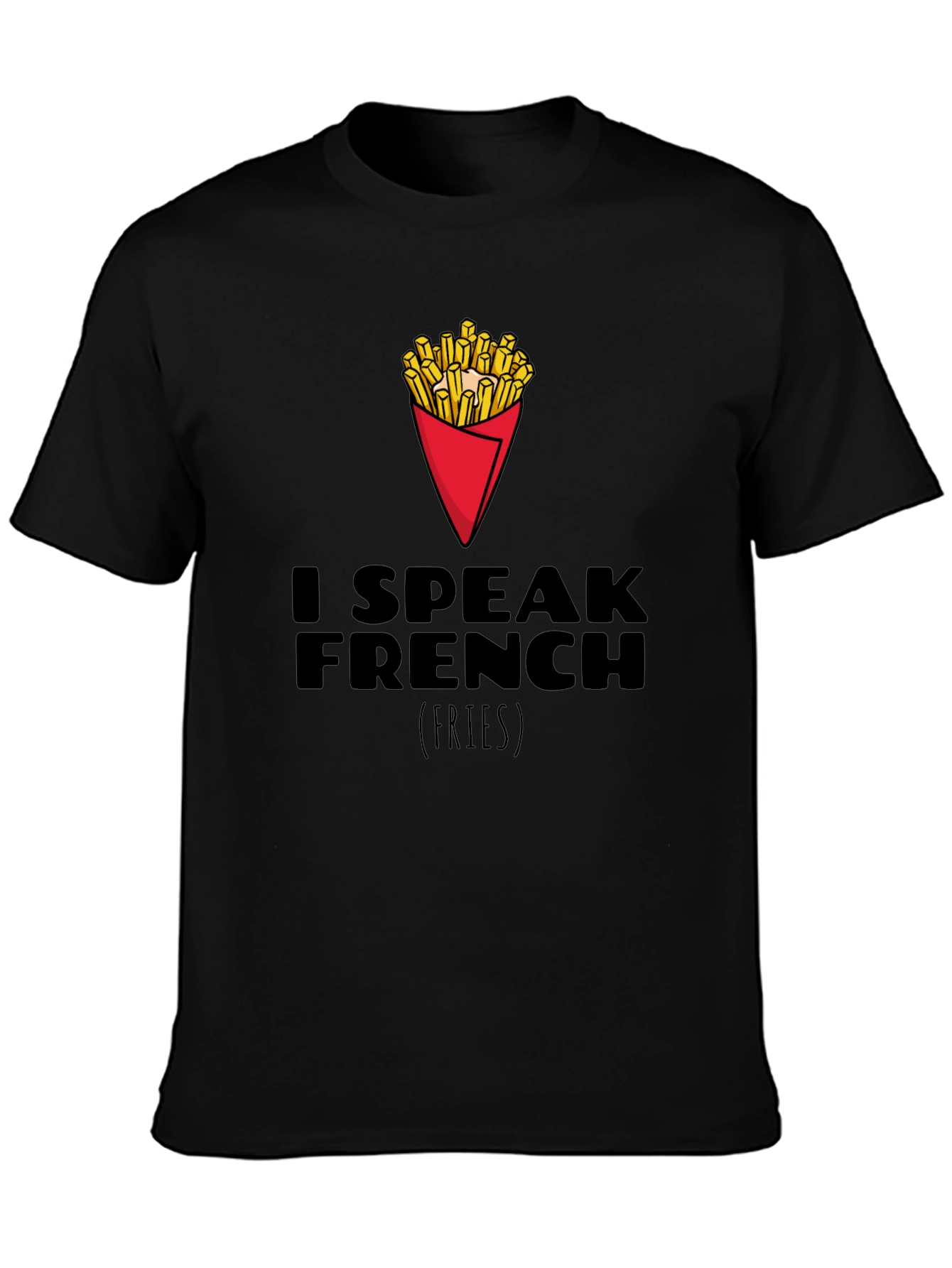 I Speak French Fries Graphic T-Shirt - Black