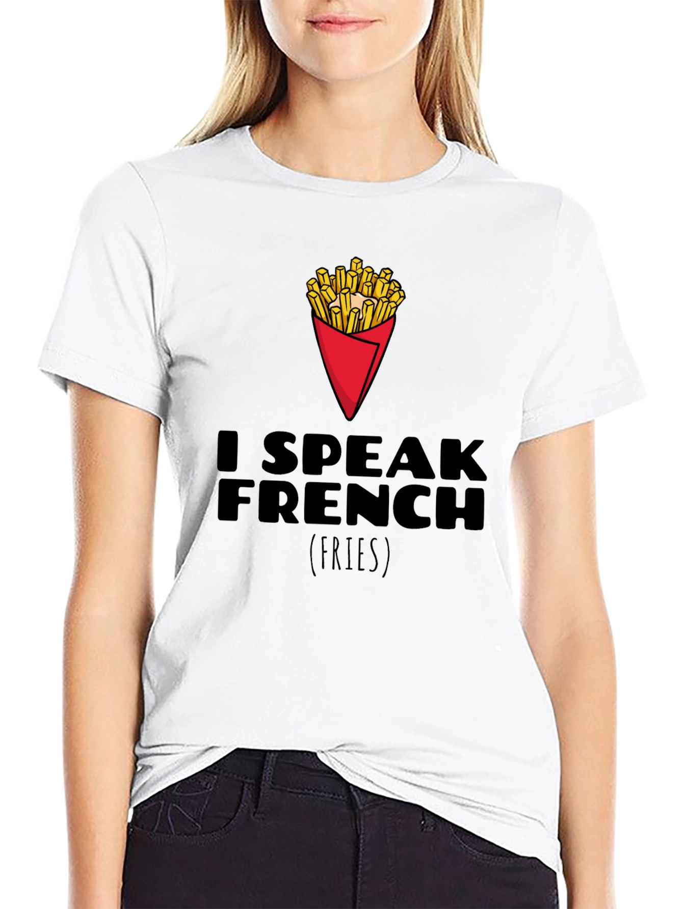 I Speak French Fries Graphic T-Shirt - Black