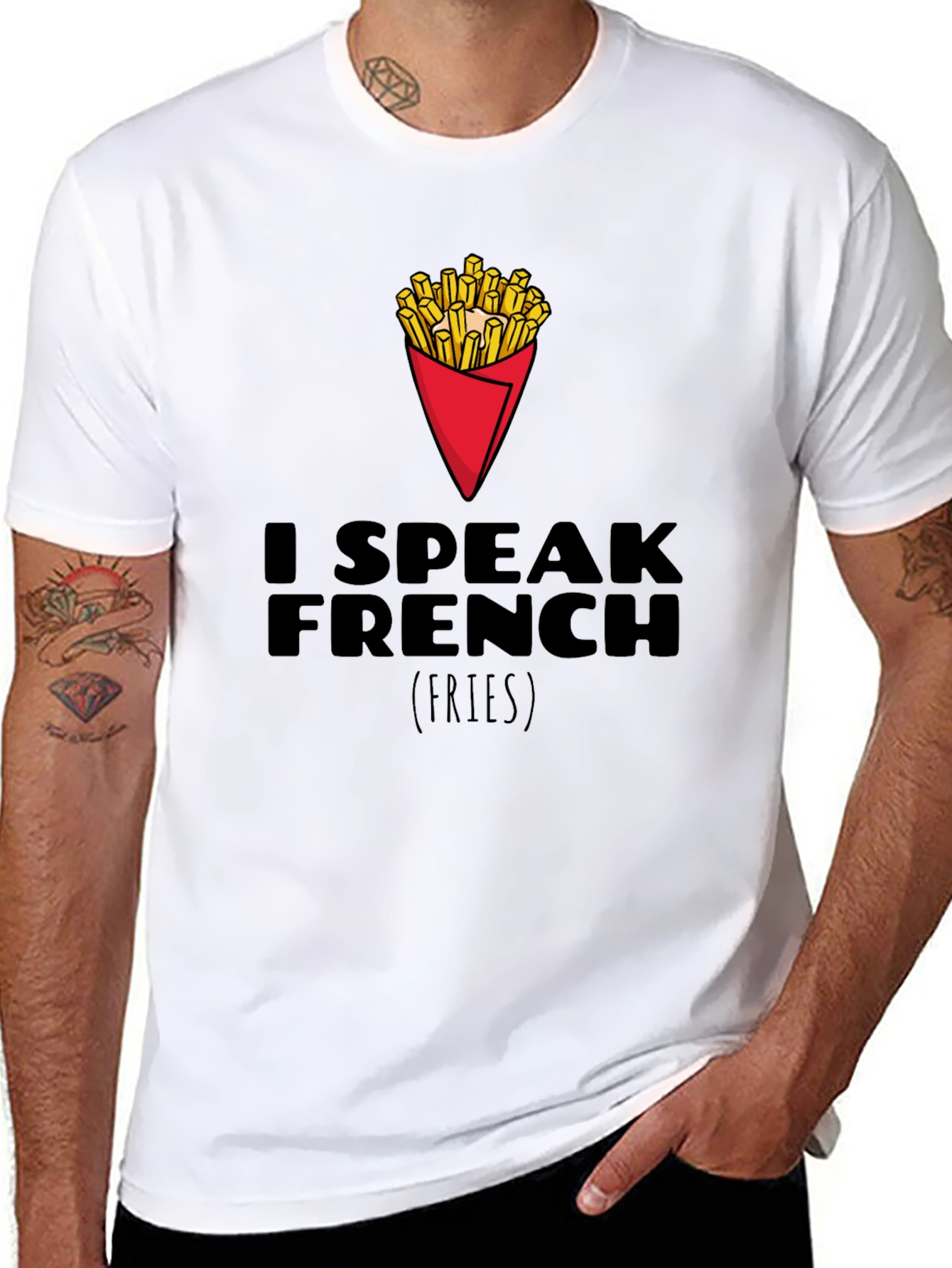 I Speak French Fries Graphic T-Shirt - Black