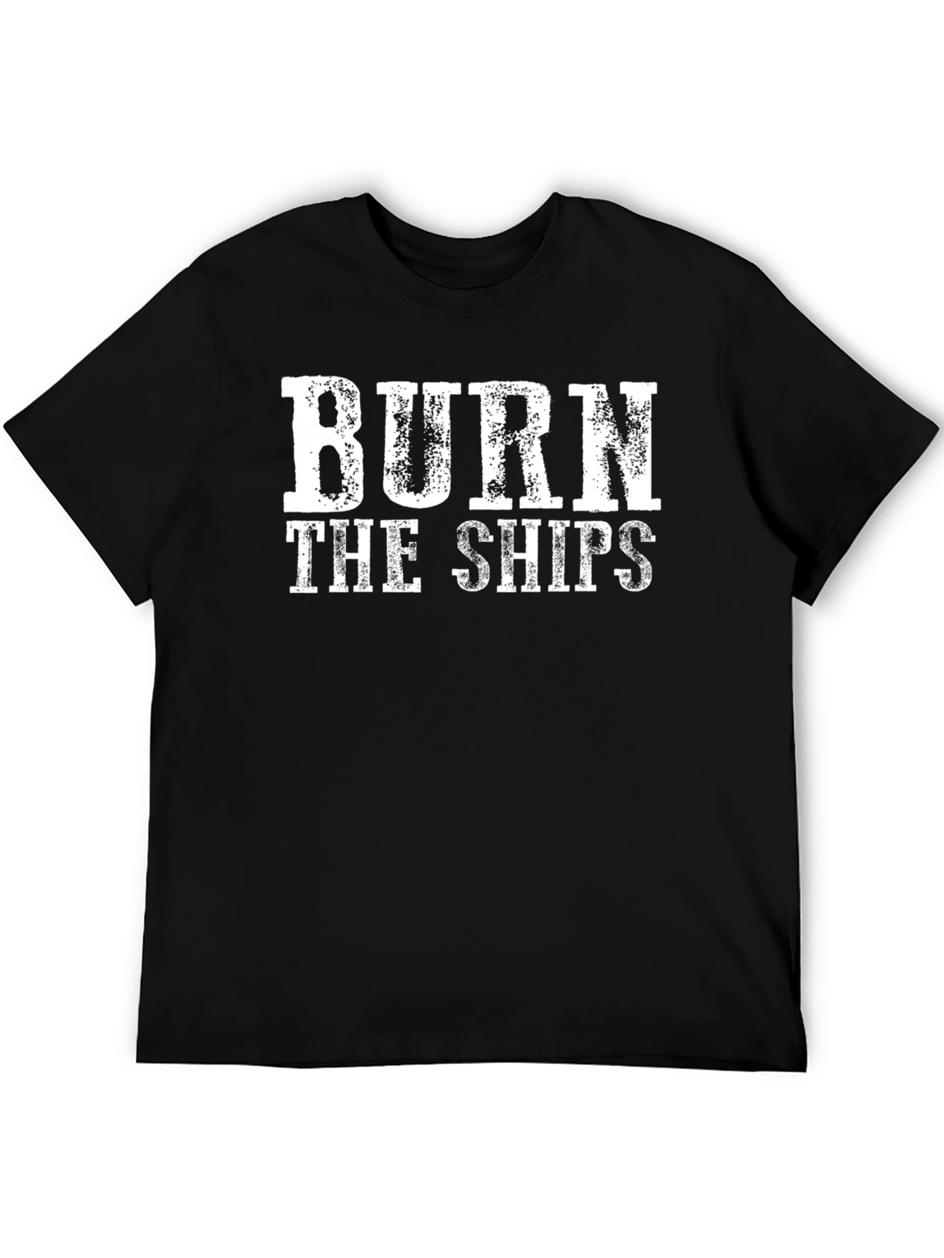 Burn the Ships Graphic Tee - Black Crew Neck Shirt