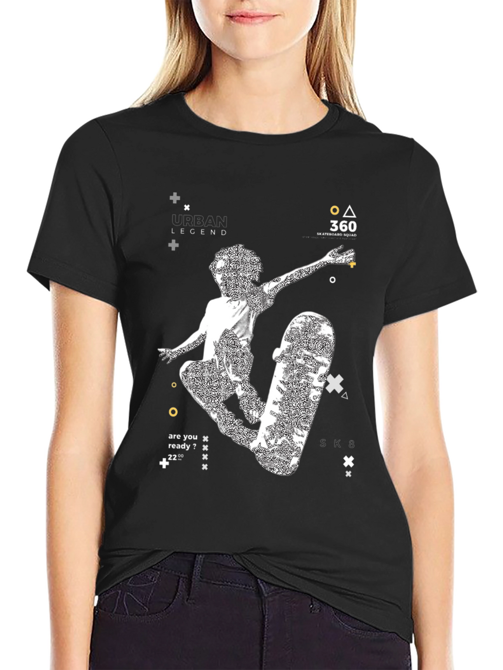 Urban Legend Skateboarder Graphic Tee - Black