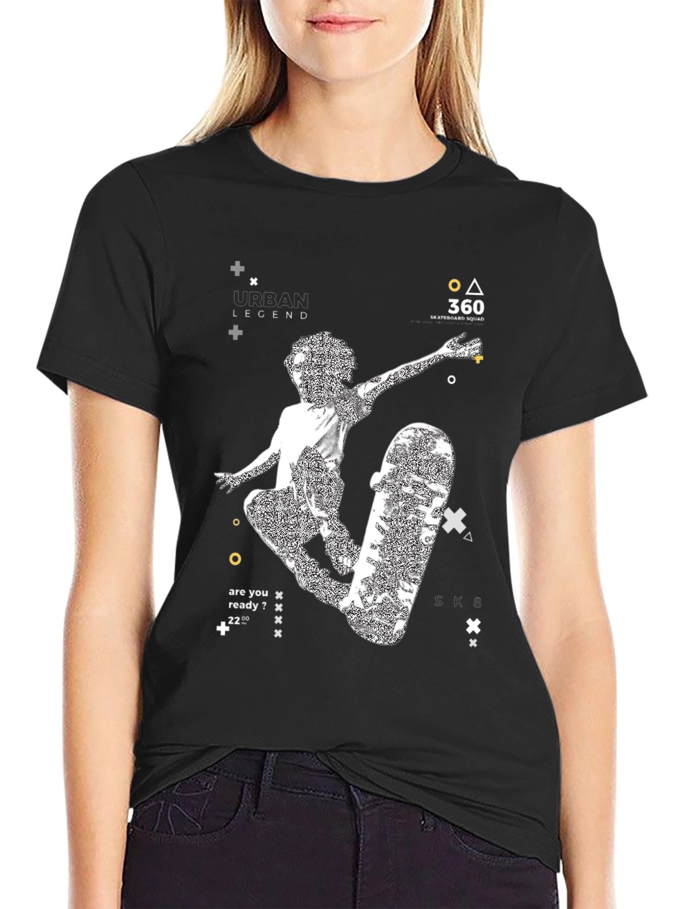 Urban Legend Skateboarder Graphic Tee - Black