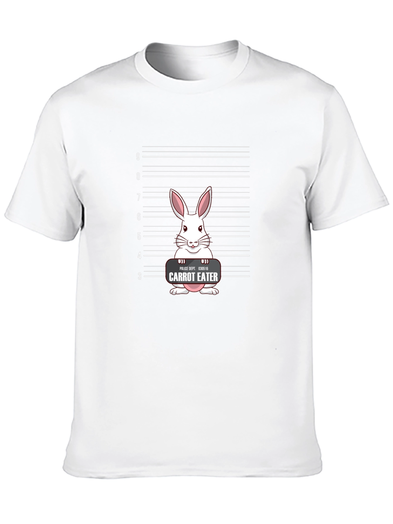 Carrot Eater Bunny Mugshot Graphic T-Shirt