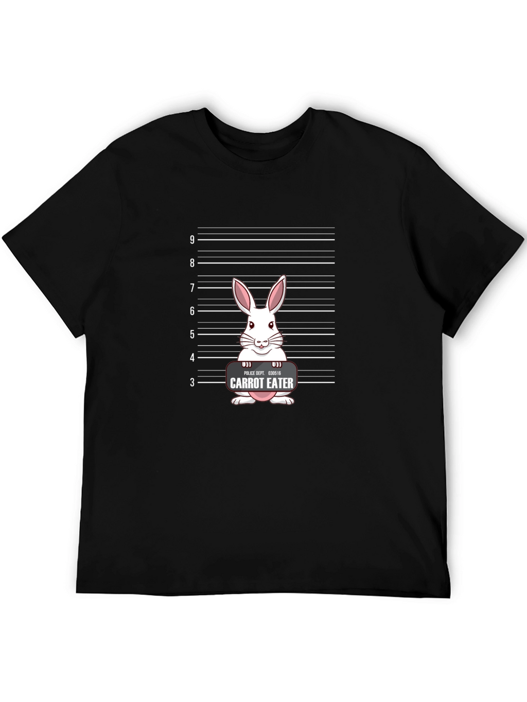 Carrot Eater Bunny Mugshot Graphic T-Shirt