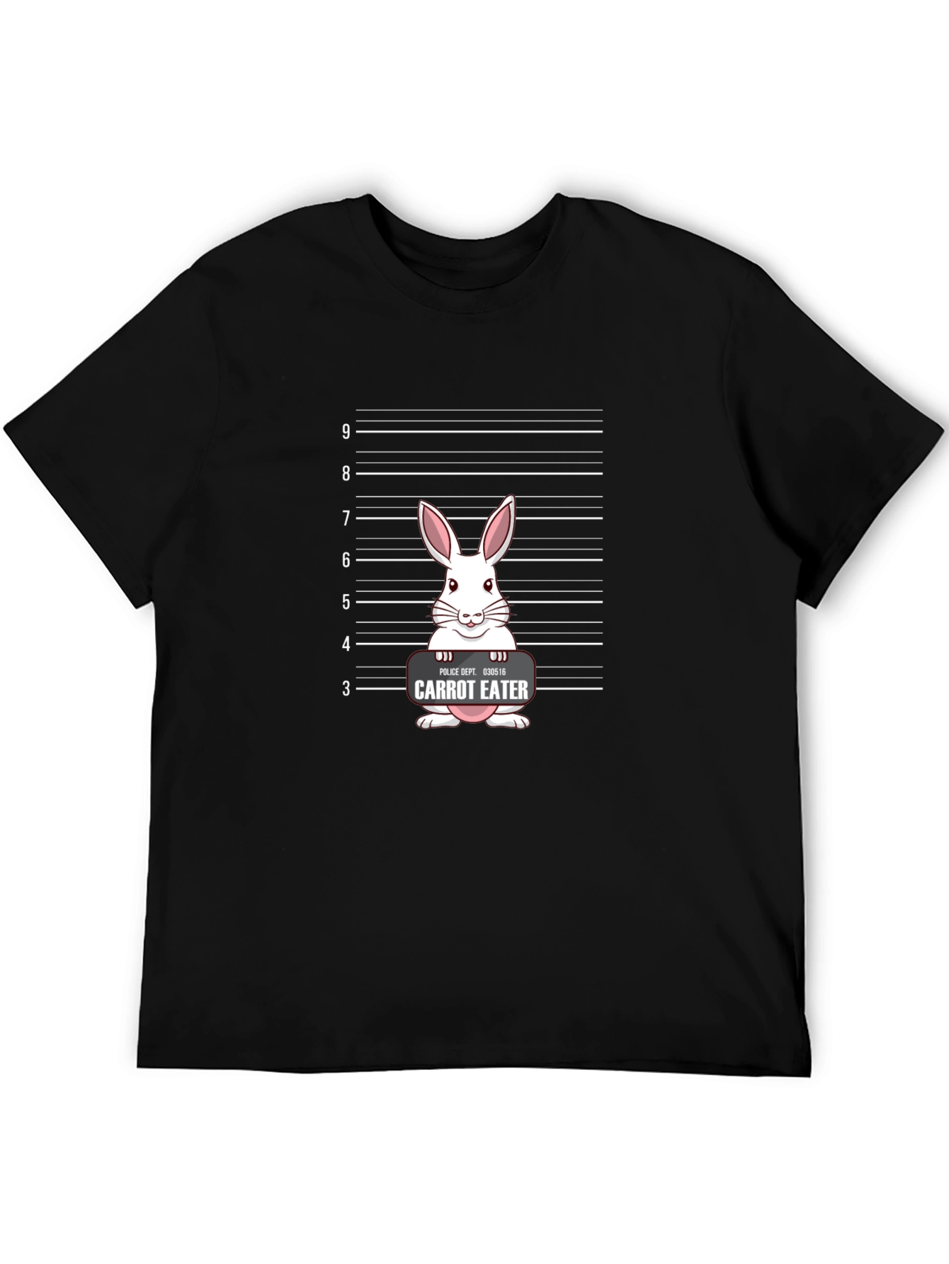 Carrot Eater Bunny Mugshot Graphic T-Shirt