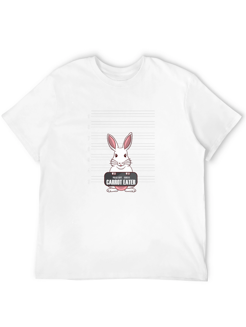 Carrot Eater Bunny Mugshot Graphic T-Shirt
