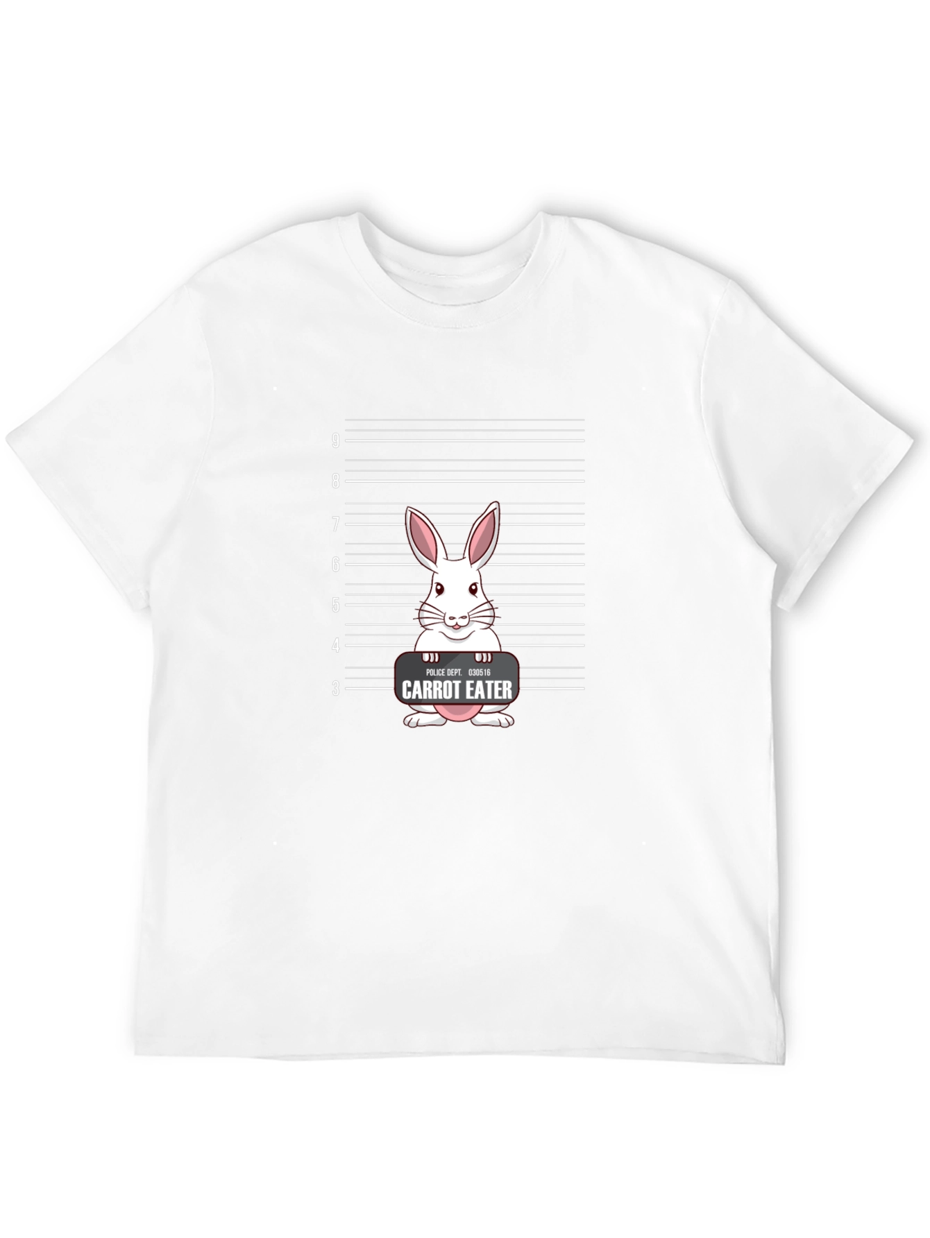 Carrot Eater Bunny Mugshot Graphic T-Shirt