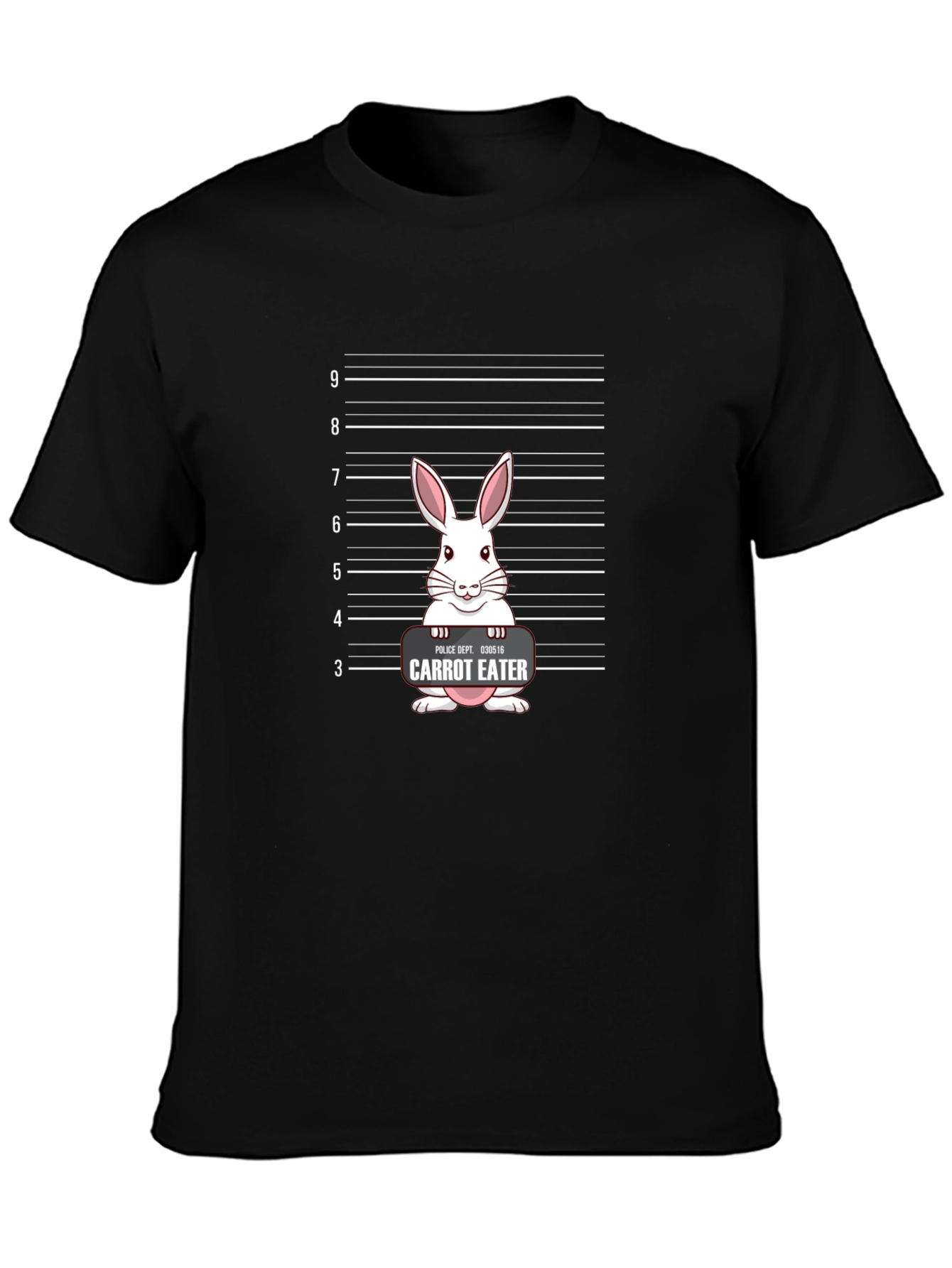 Carrot Eater Bunny Mugshot Graphic T-Shirt