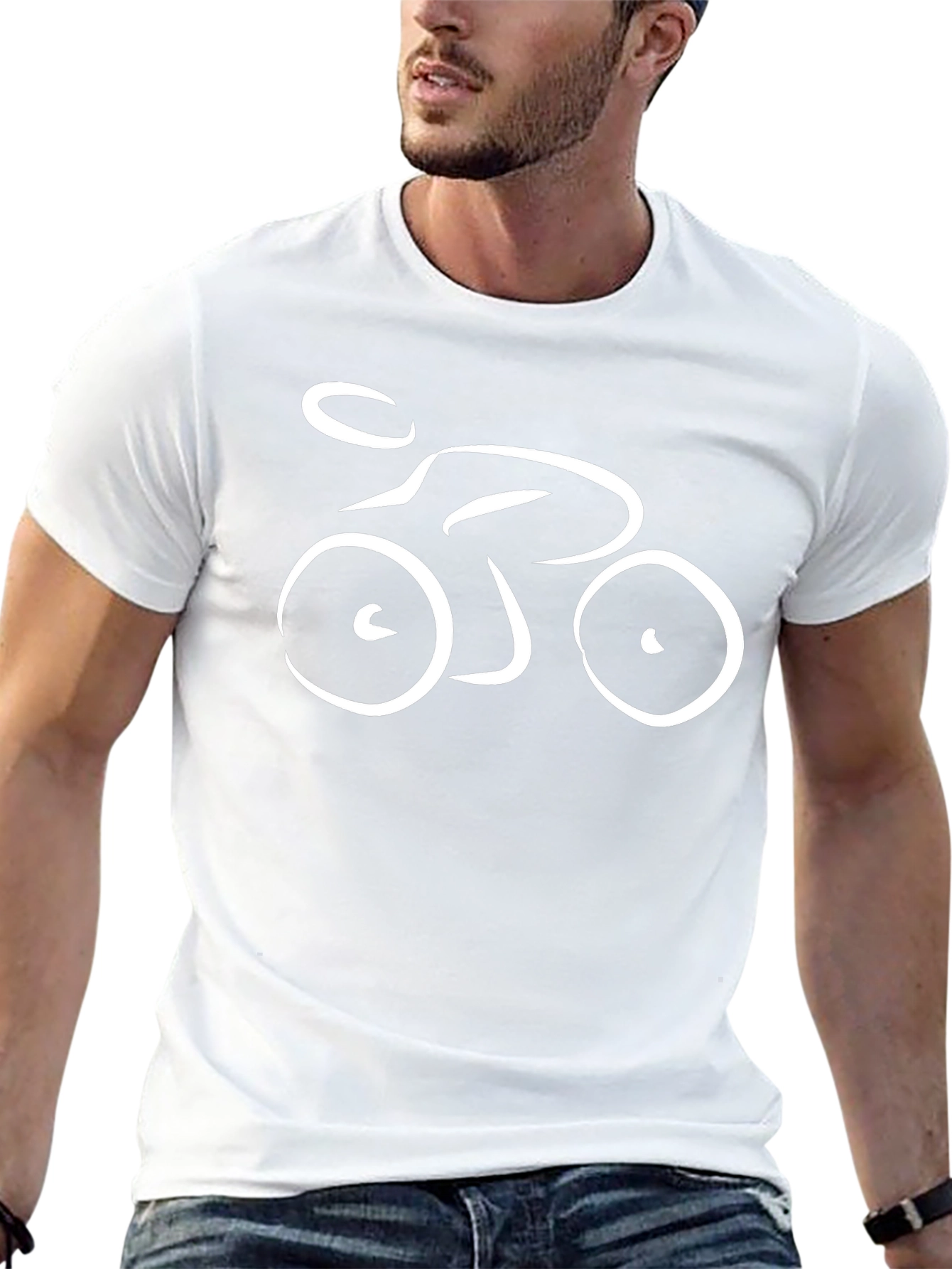 Abstract Bike Graphic Tee - Black Casual T-Shirt
