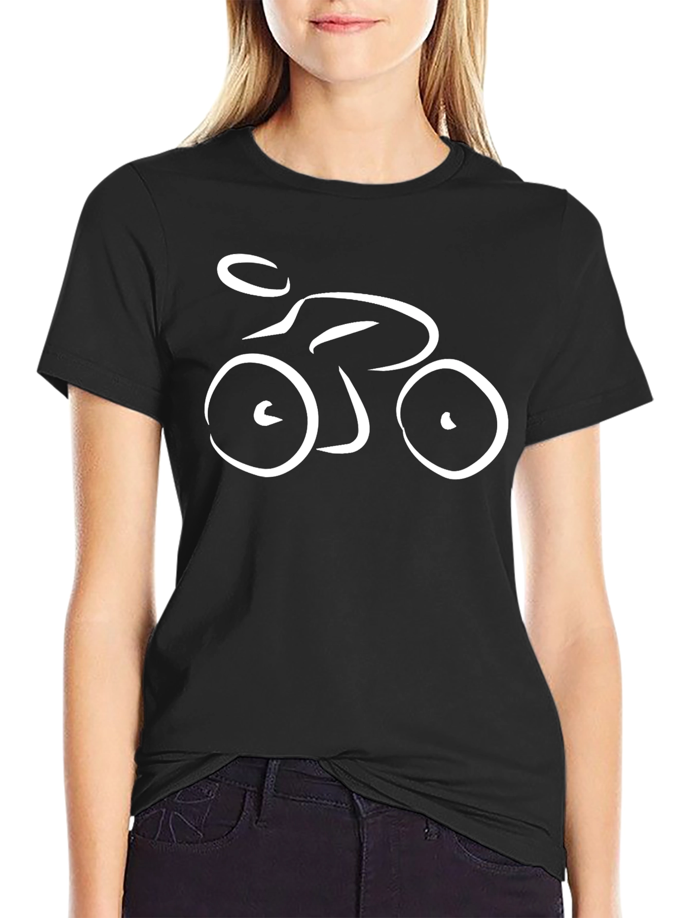 Abstract Bike Graphic Tee - Black Casual T-Shirt