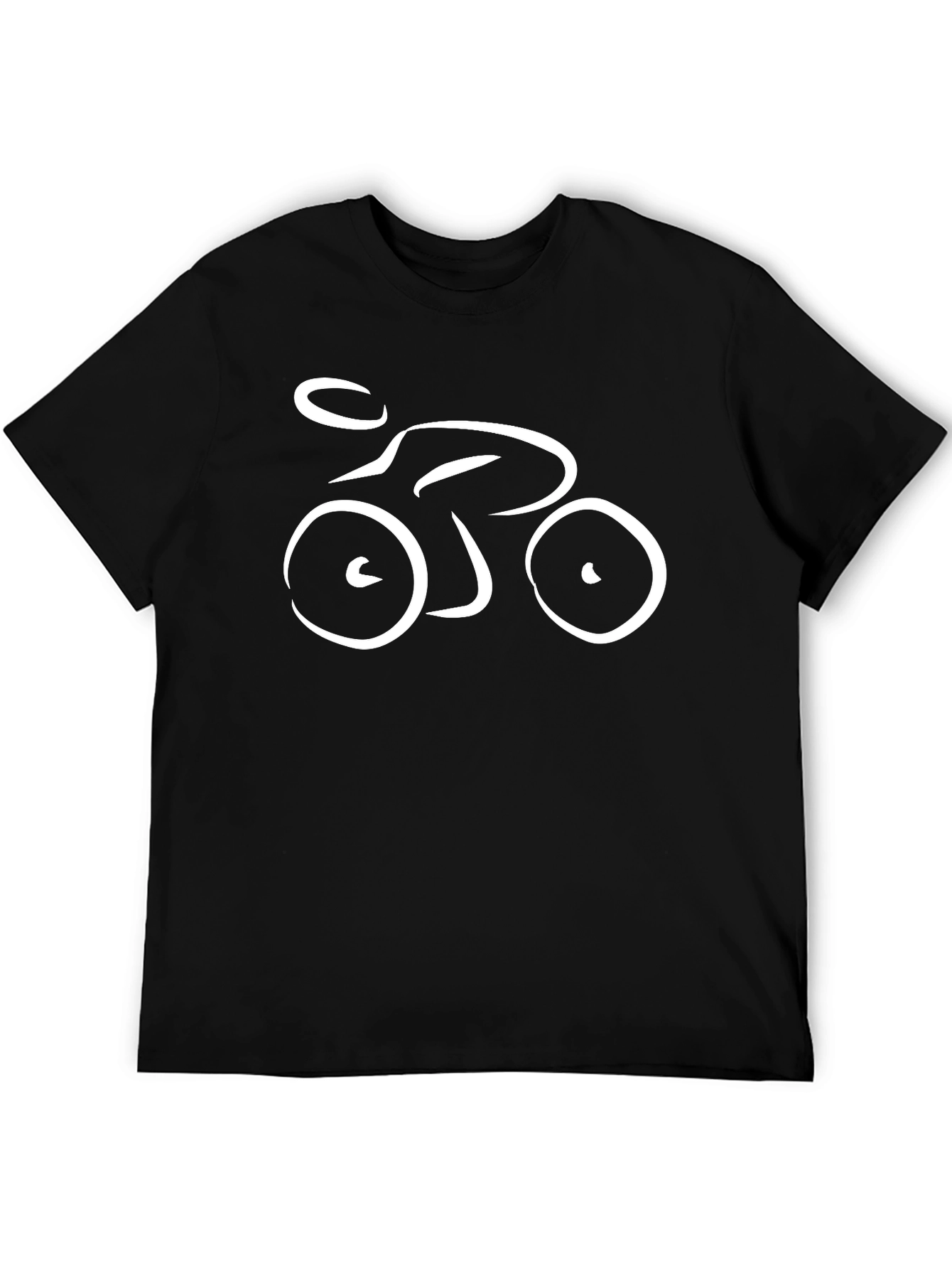 Abstract Bike Graphic Tee - Black Casual T-Shirt