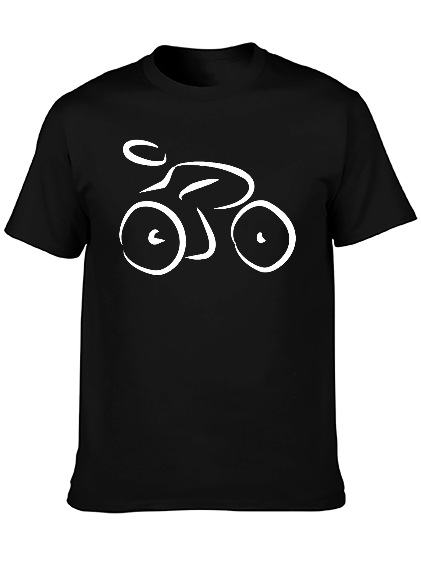 Abstract Bike Graphic Tee - Black Casual T-Shirt