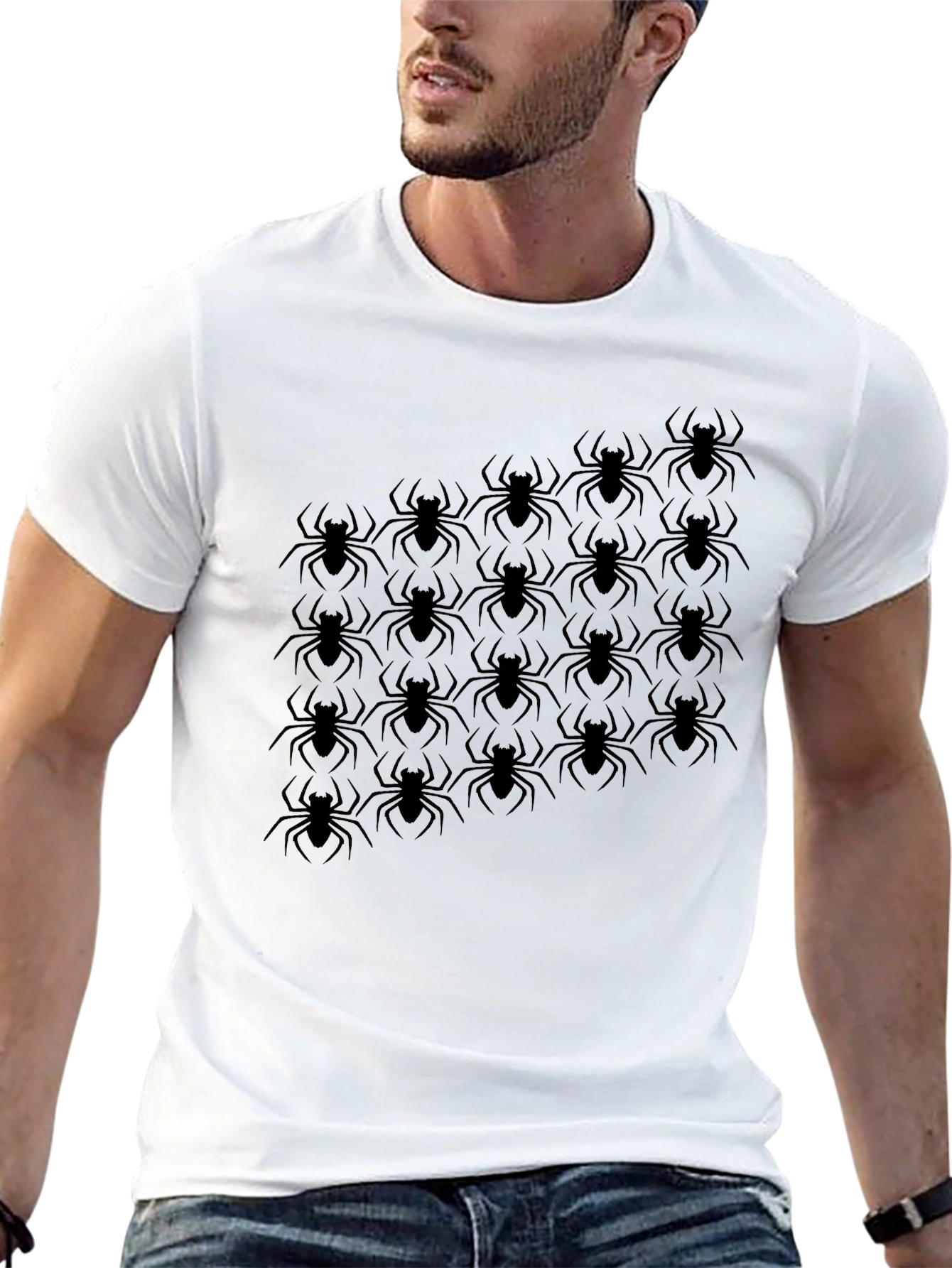 Spider Graphic Tee - Black Short Sleeve Cotton T-Shirt