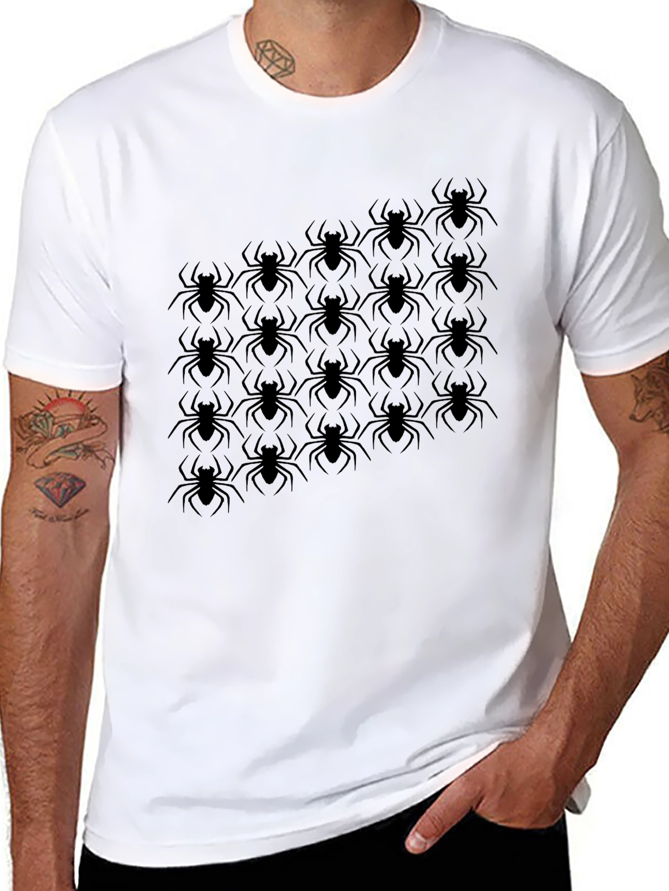Spider Graphic Tee - Black Short Sleeve Cotton T-Shirt