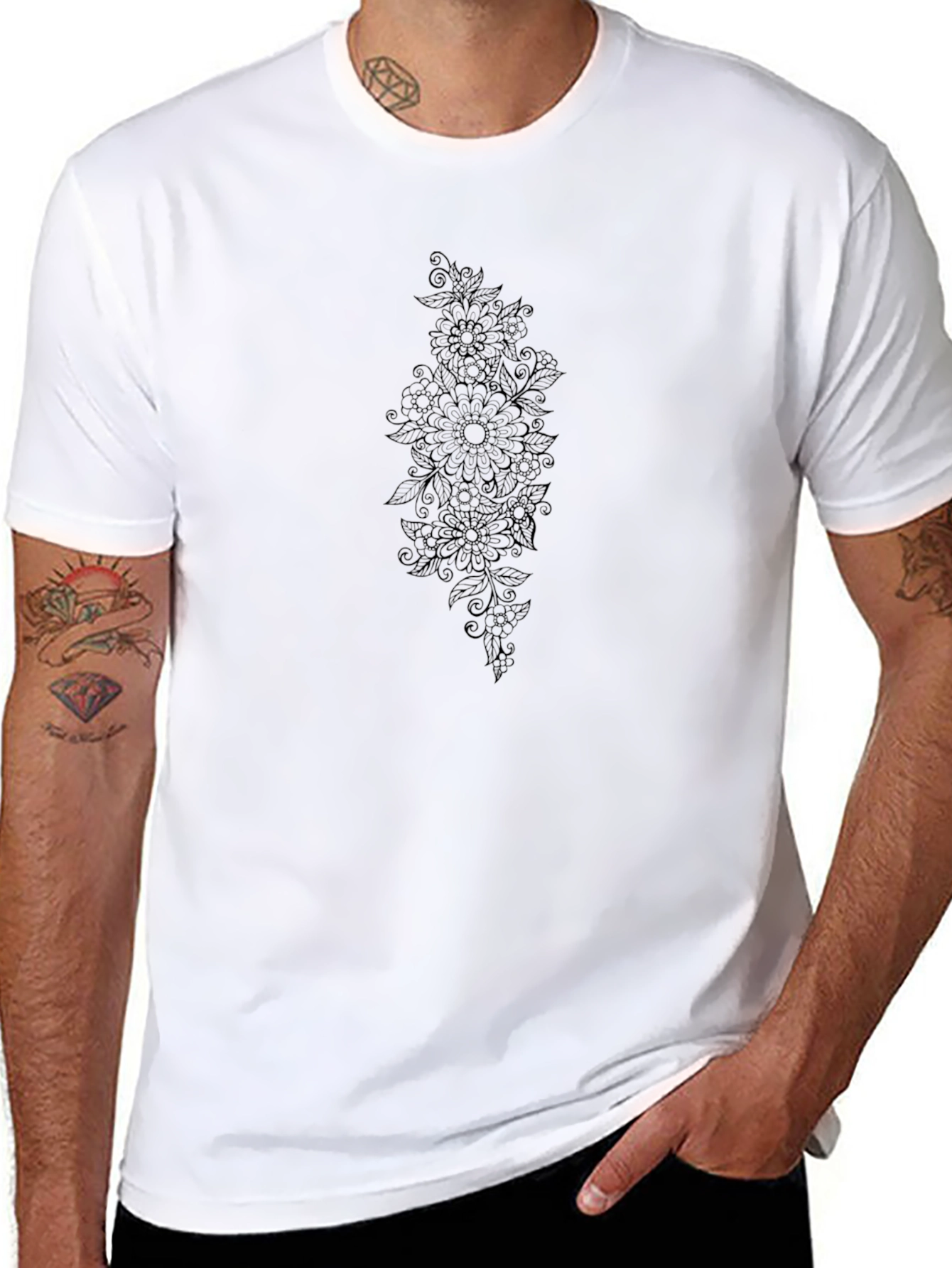 Black Floral Graphic Tee - Stylish Comfort