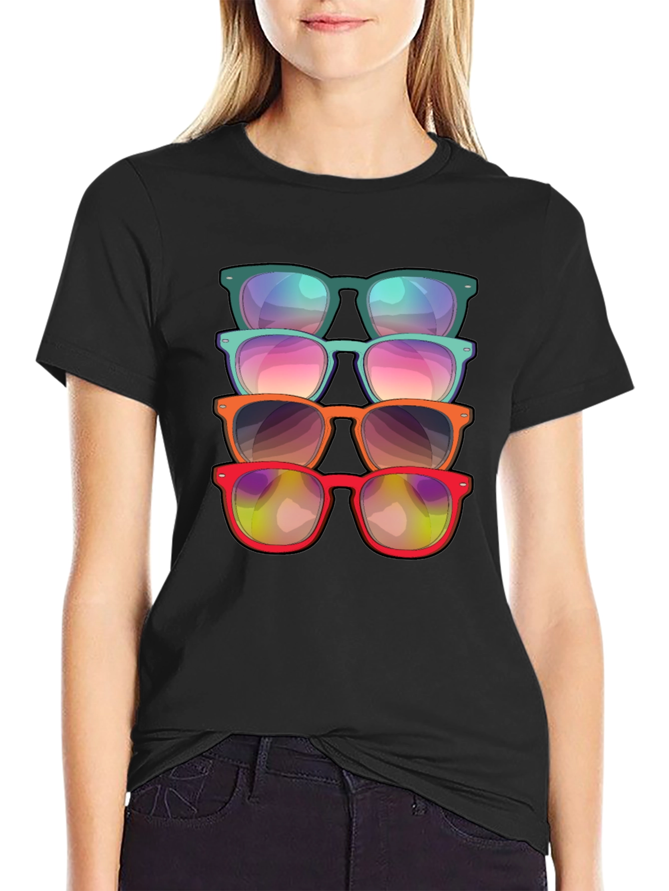 Sunglasses Stack Graphic Tee - Cool Casual Style