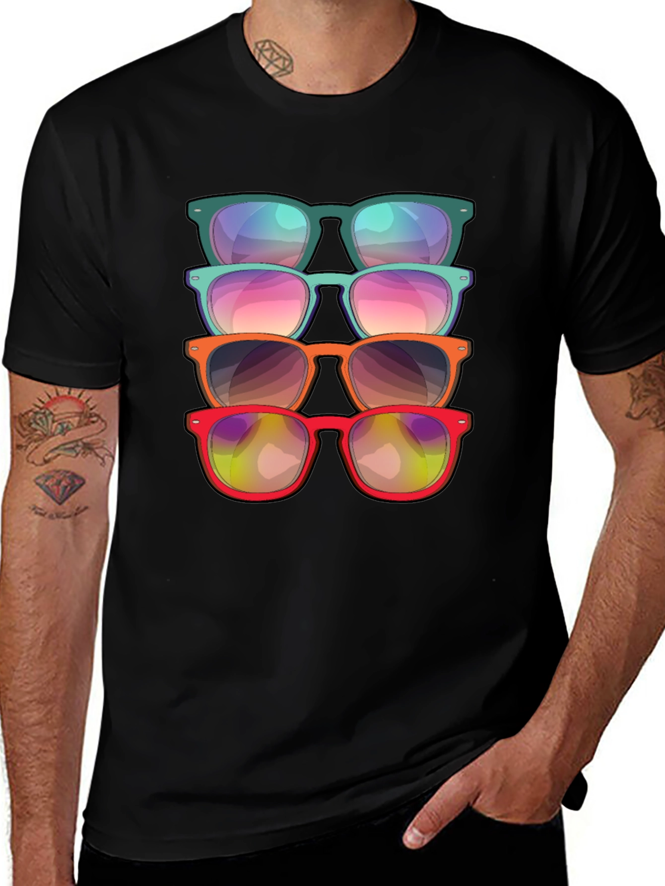 Sunglasses Stack Graphic Tee - Cool Casual Style