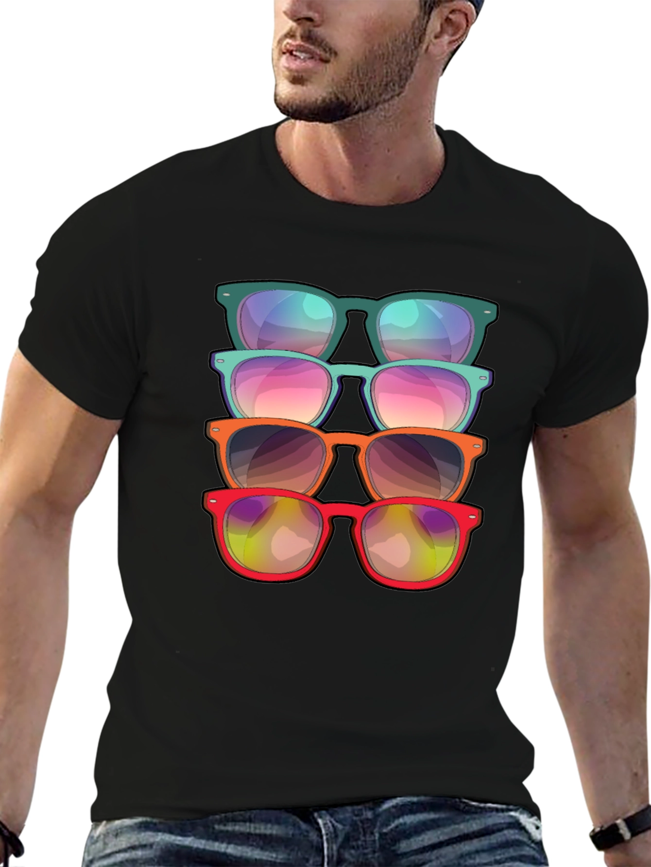 Sunglasses Stack Graphic Tee - Cool Casual Style