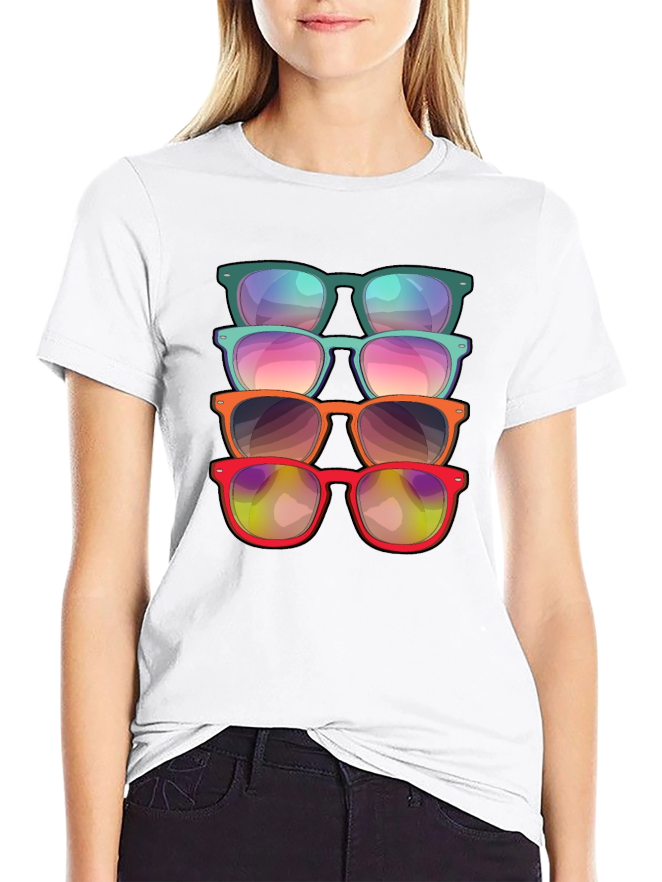 Sunglasses Stack Graphic Tee - Cool Casual Style