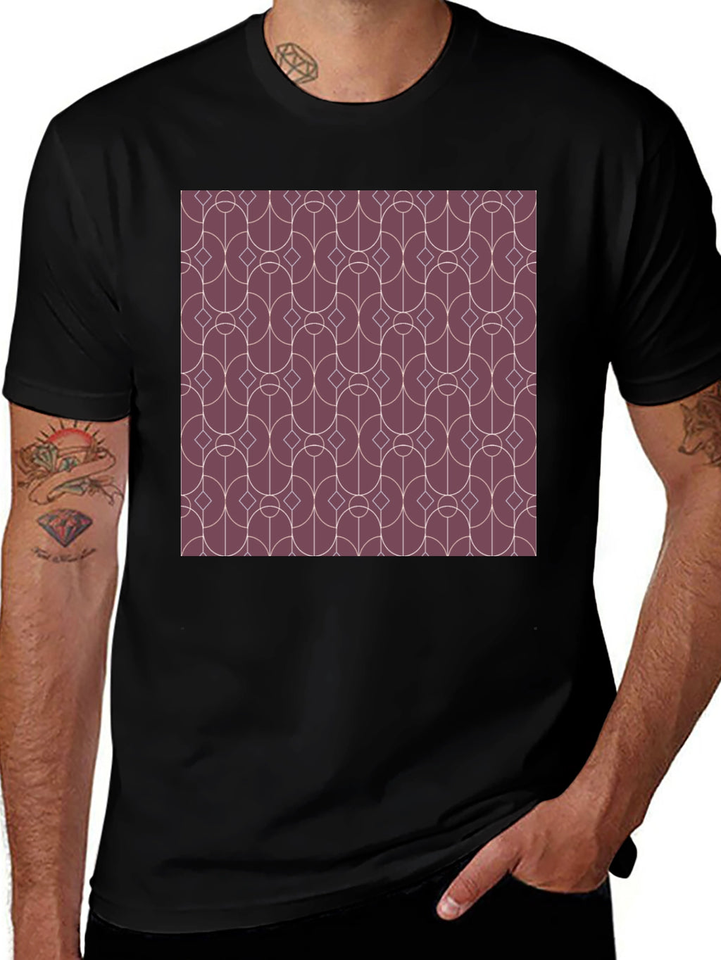 Geometric Pattern Graphic Tee - Modern Style