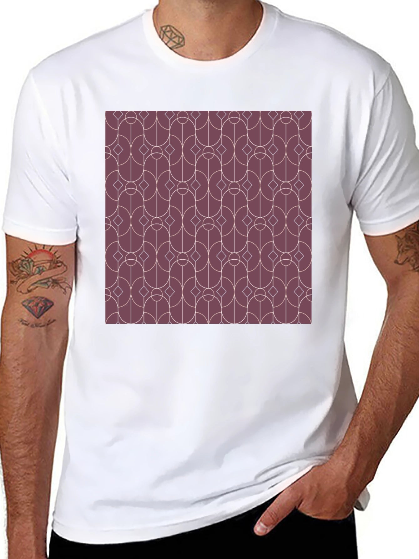 Geometric Pattern Graphic Tee - Modern Style