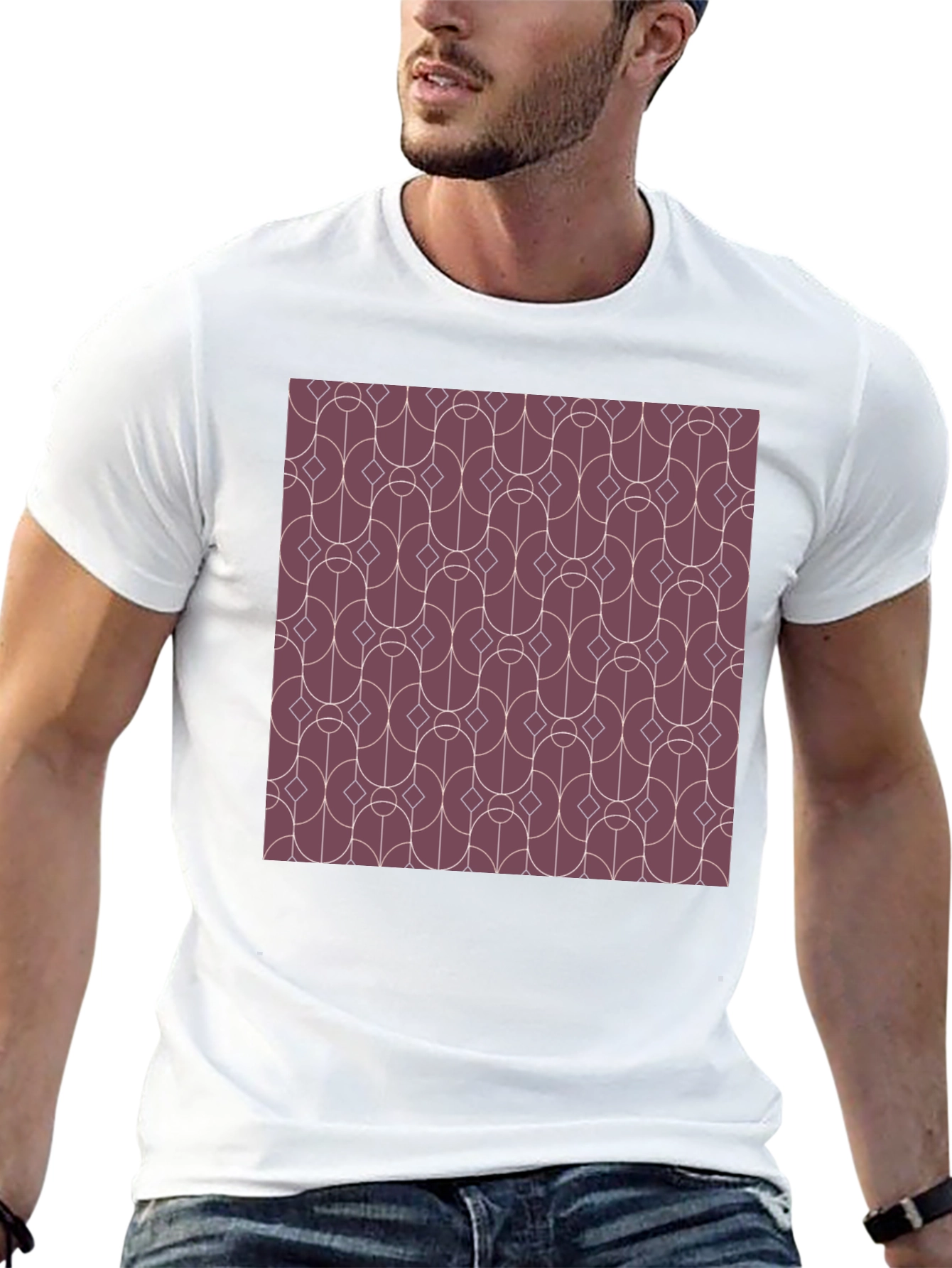 Geometric Pattern Graphic Tee - Modern Style