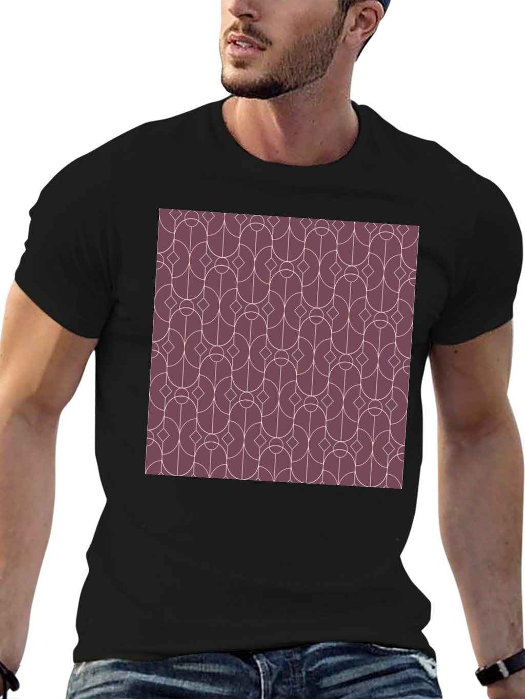 Geometric Pattern Graphic Tee - Modern Style