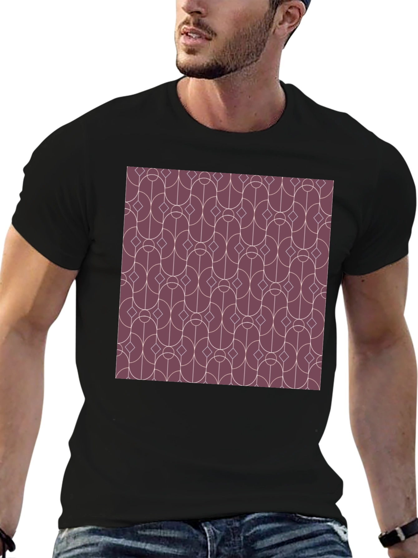 Geometric Pattern Graphic Tee - Modern Style