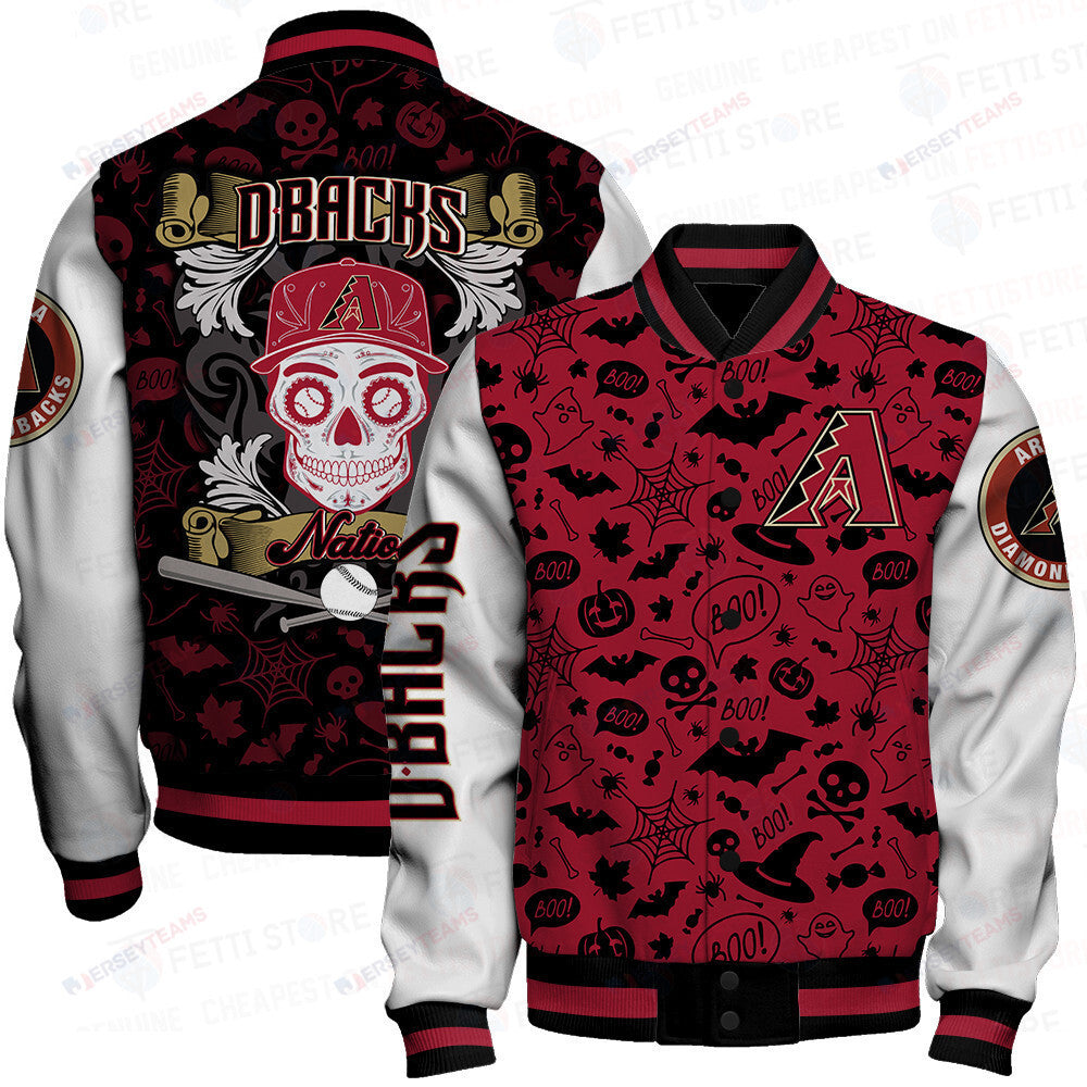 Arizona Diamondbacks Halloween Pattern Varsity Jacket - All-Over-Printed Jacket