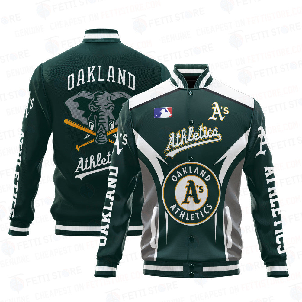 Oakland Athletics Baseball Mascot Pattern AOP Varsity Jacket SH1 - All-Over-Printed Jacket