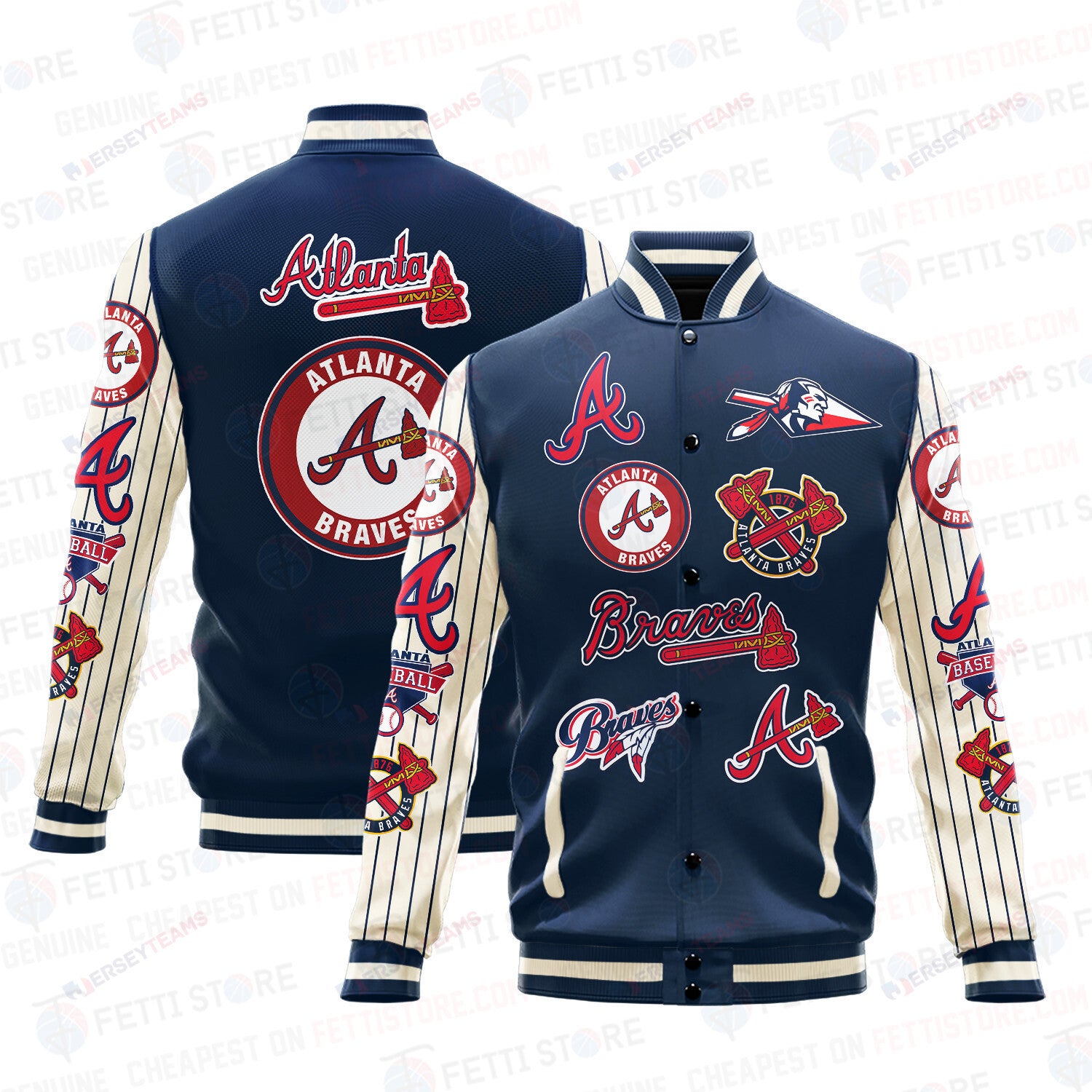 Atlanta Braves - Major League Baseball AOP Varsity Jacket V6 - All-Over-Printed Jacket