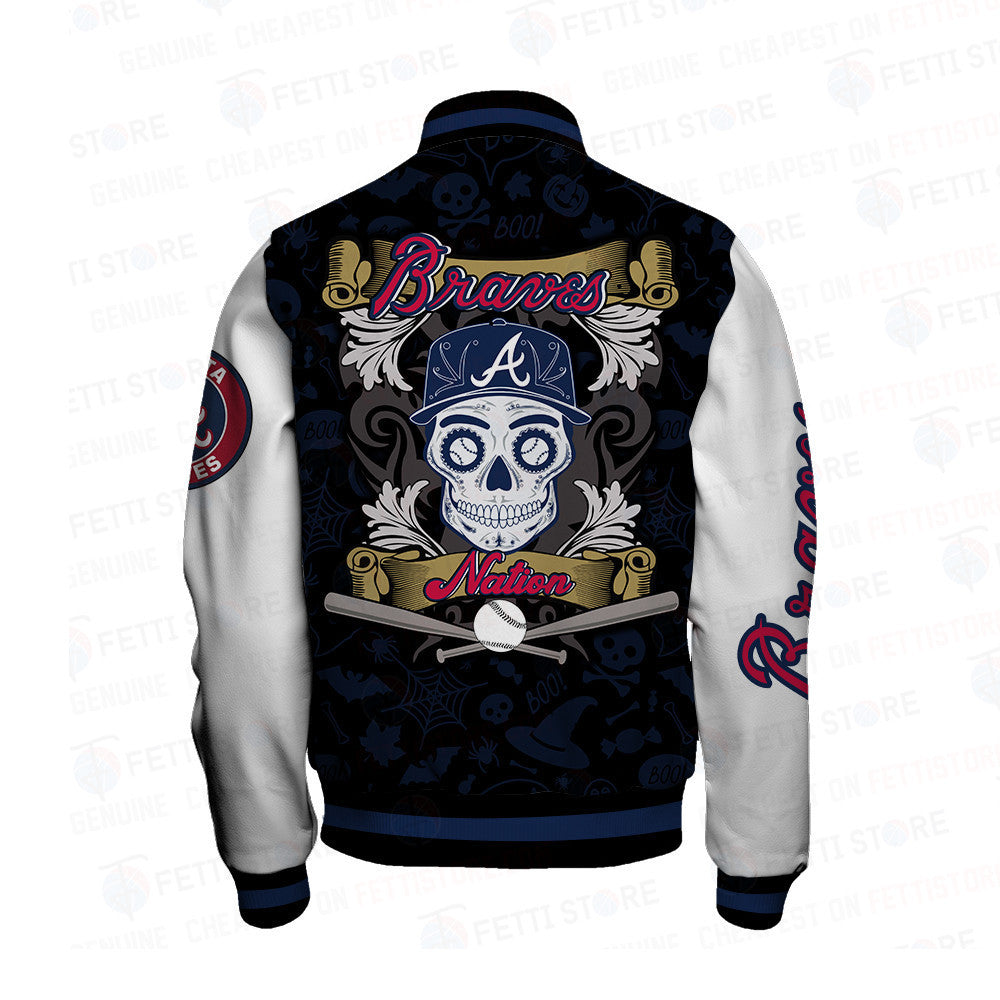 Atlanta Braves Halloween Pattern Varsity Jacket - All-Over-Printed Jacket