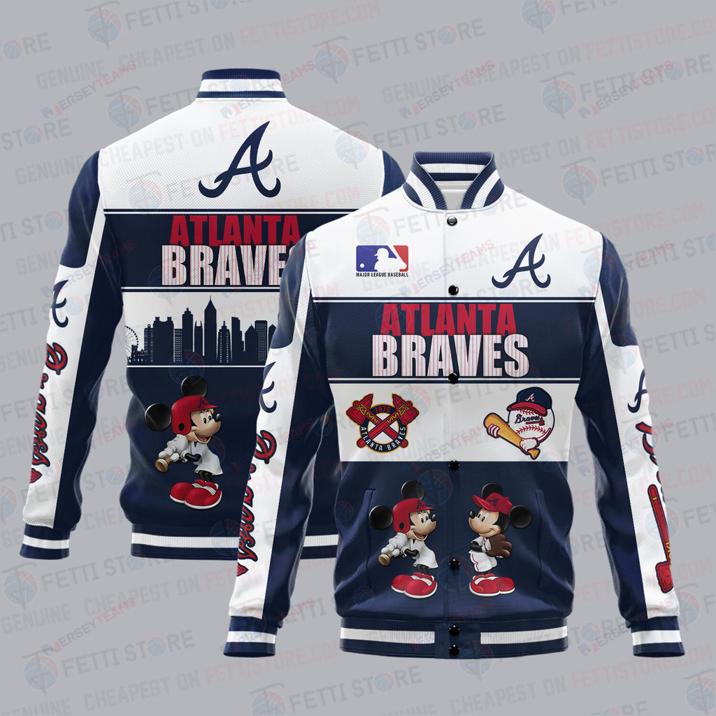 Atlanta Braves City And Logo Pattern Print Varsity Jacket - All-Over-Printed Jacket