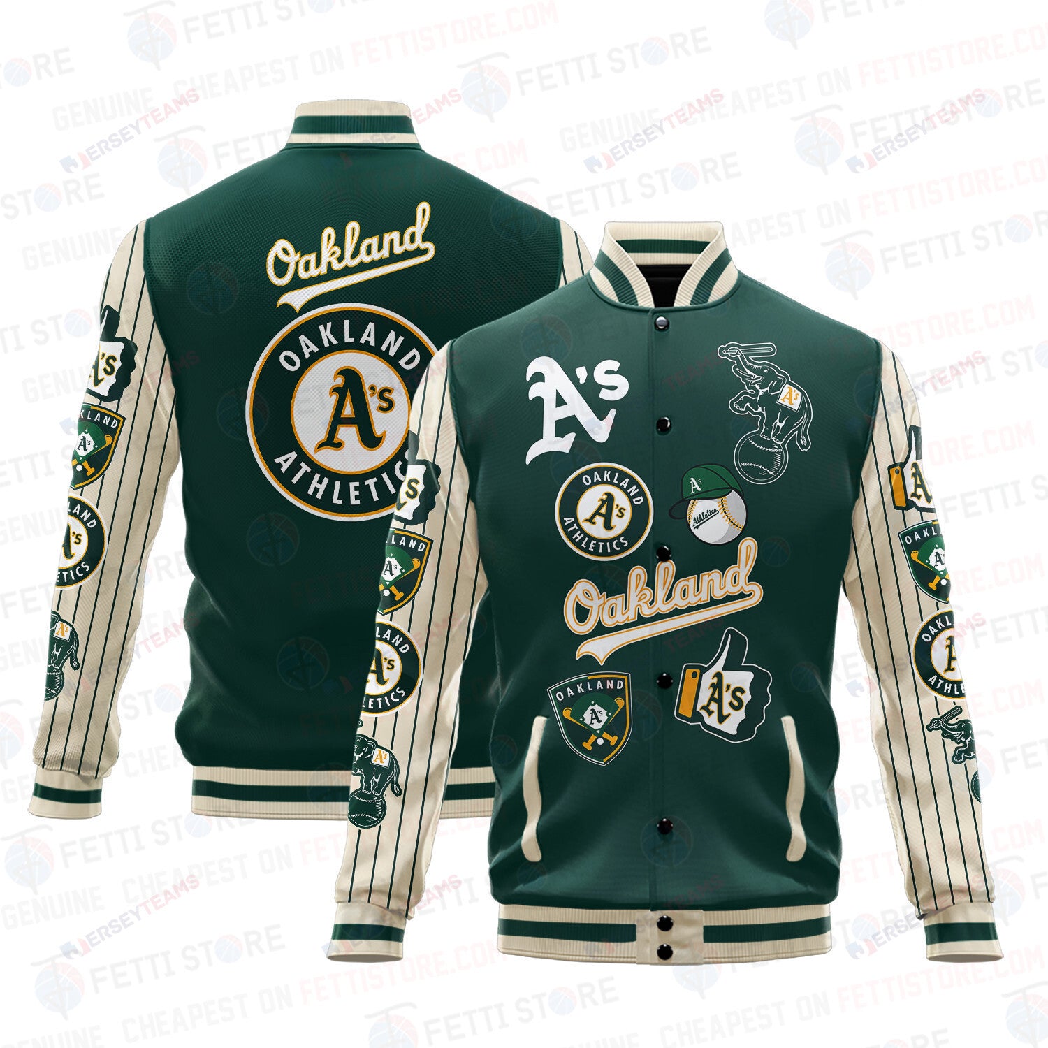Oakland Athletics - Major League Baseball AOP Varsity Jacket V6 - All-Over-Printed Jacket