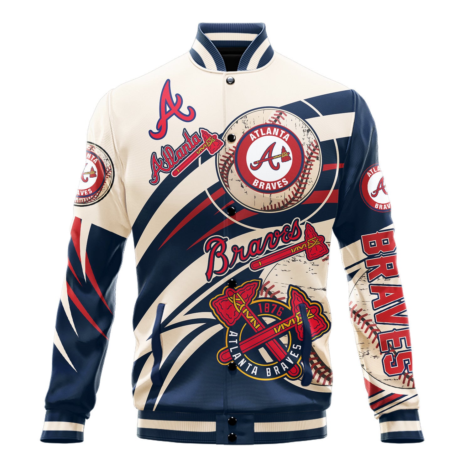 Atlanta Braves - Major League Baseball AOP Varsity Jacket V9 - All-Over-Printed Jacket