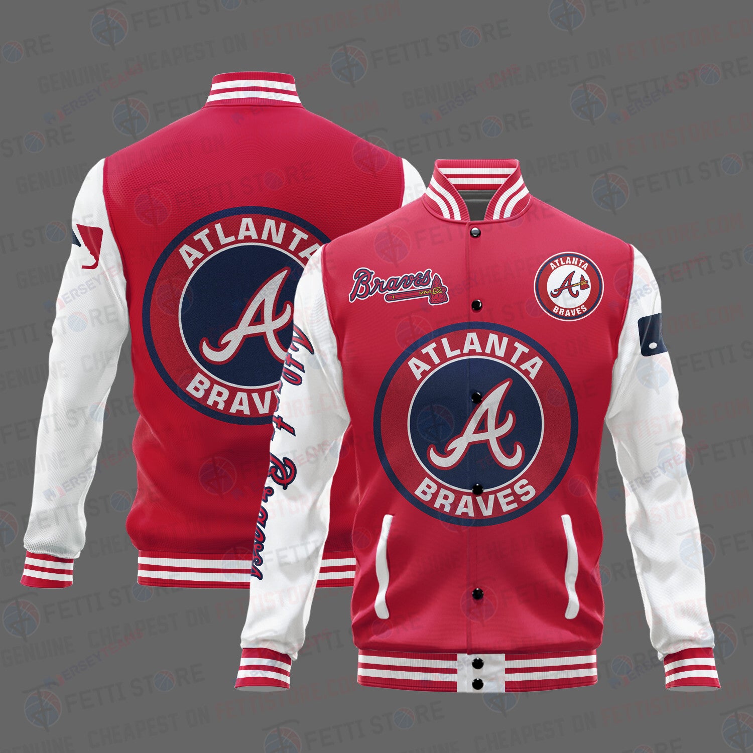 Atlanta Braves Major League Baseball AOP Varsity Jacket STM - All-Over-Printed Jacket
