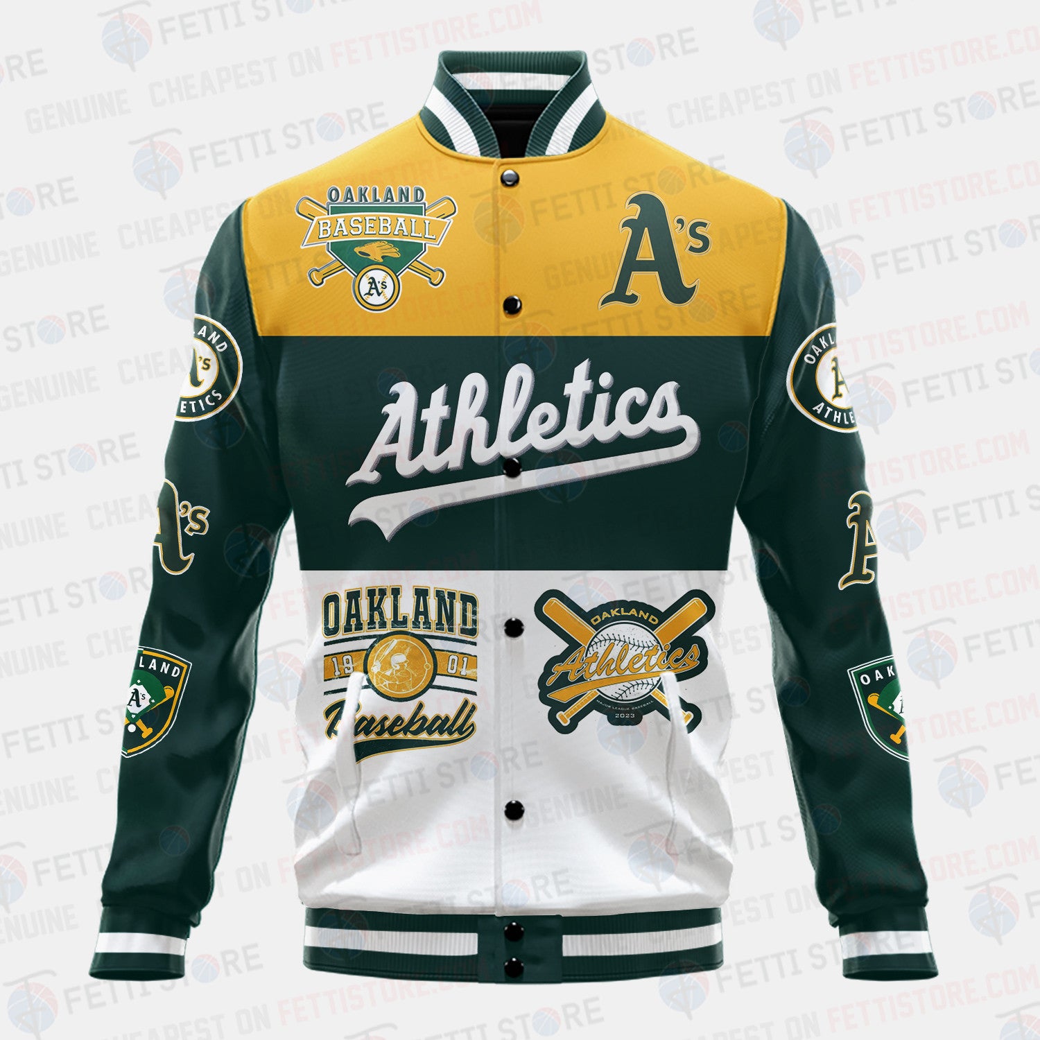 Oakland Athletics Symbol Vintage Design Varsity Jacket - All-Over-Printed Jacket