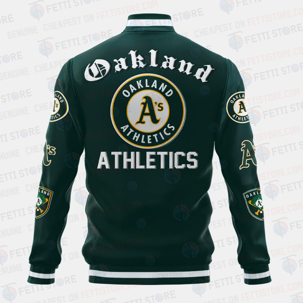 Oakland Athletics Symbol Vintage Design Varsity Jacket - All-Over-Printed Jacket
