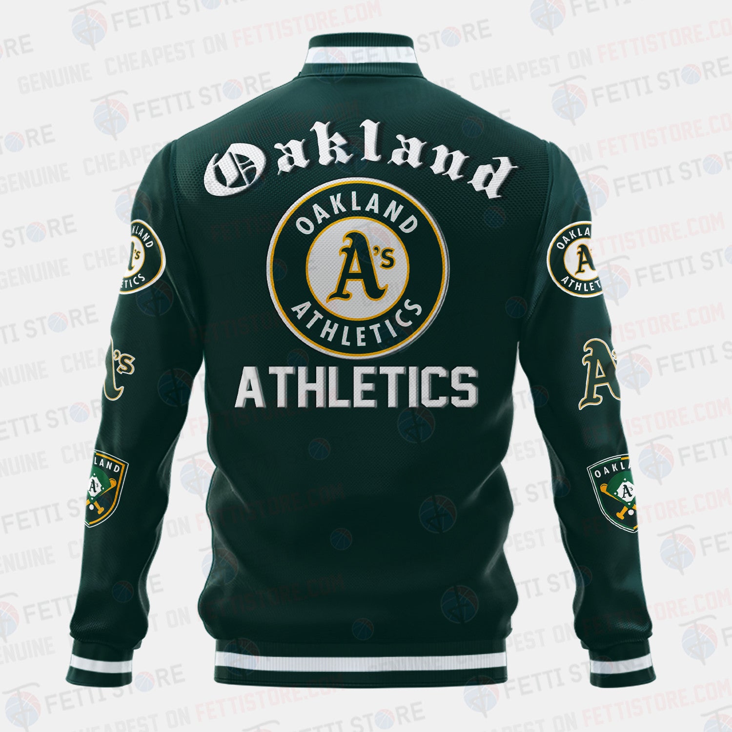 Oakland Athletics Symbol Vintage Design Varsity Jacket - All-Over-Printed Jacket
