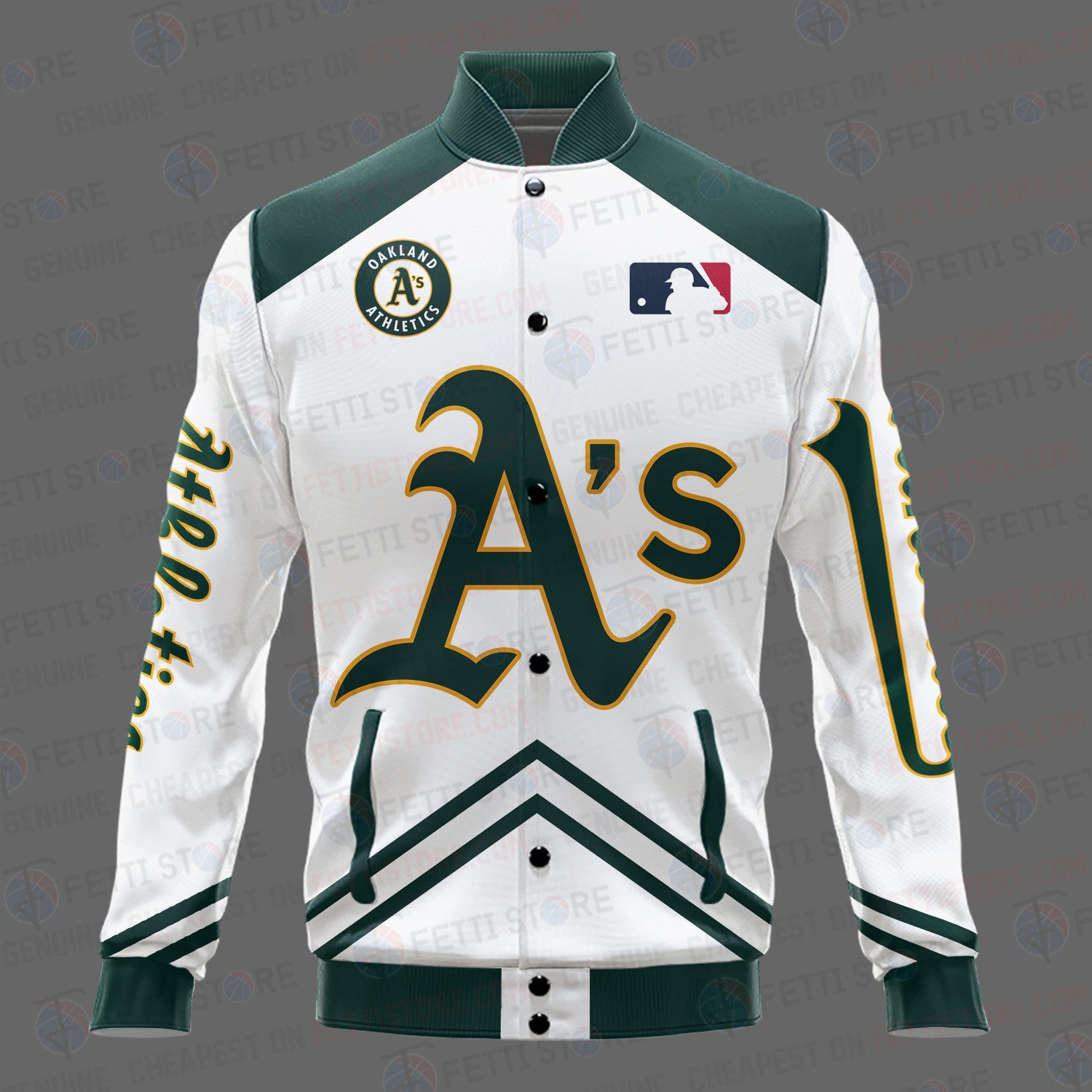 Oakland Athletics - Major League Baseball AOP Varsity Jacket V4 - All-Over-Printed Jacket
