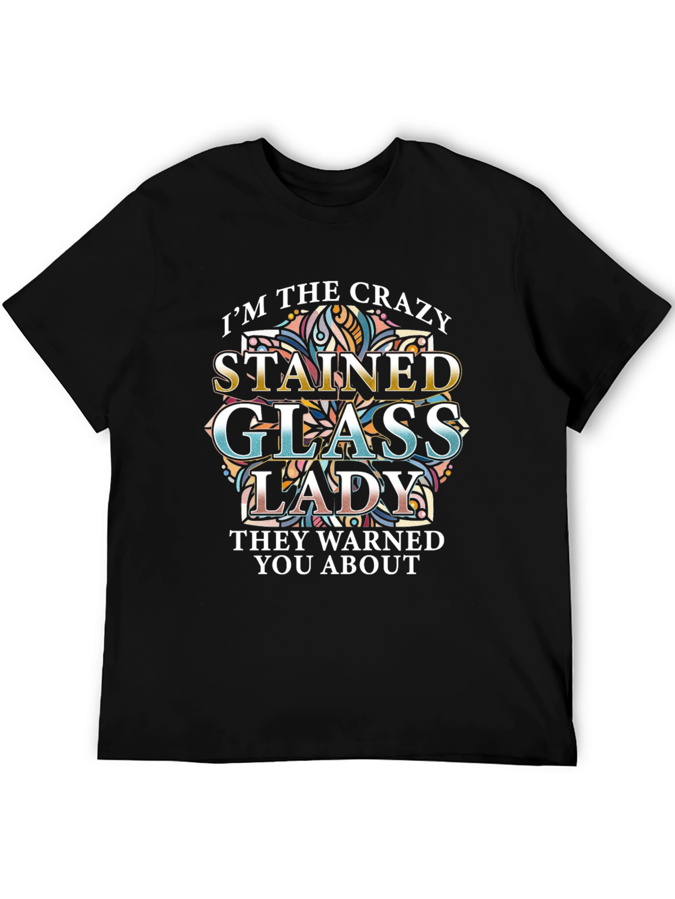 Crazy Stained Glass Lady T-Shirt - Unique Design