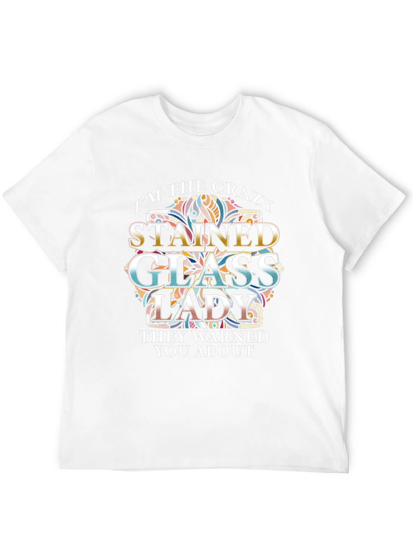 Crazy Stained Glass Lady T-Shirt - Unique Design