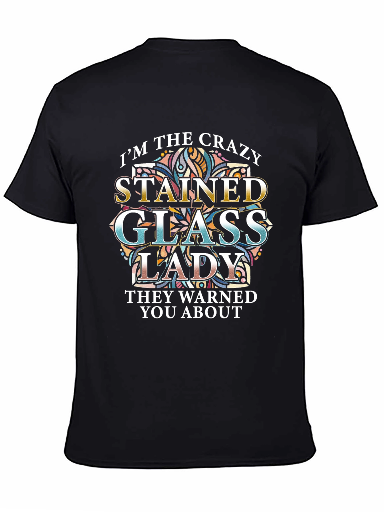 Crazy Stained Glass Lady T-Shirt - Unique Design